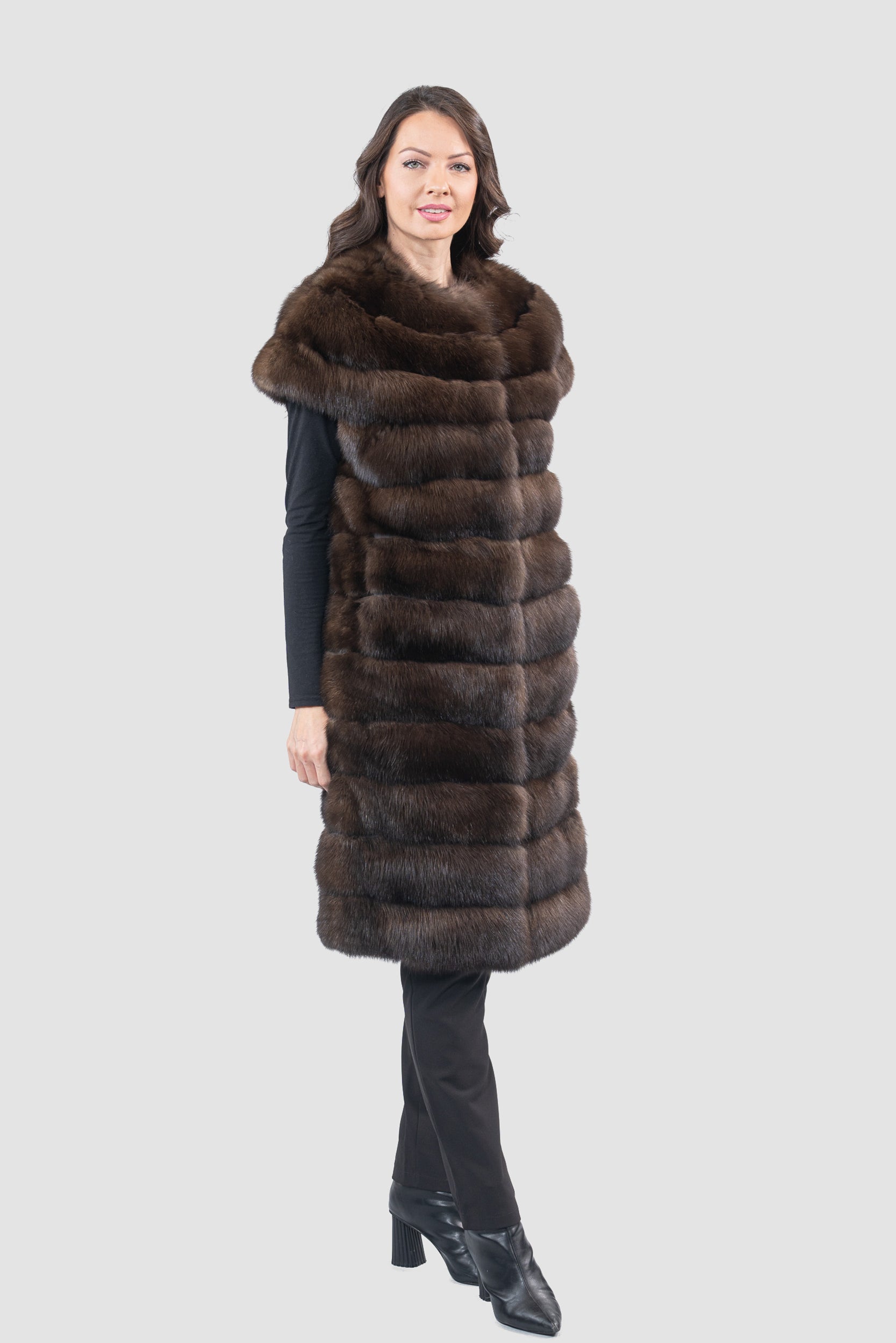 Collarless Dark Russian Sable Vest P/K13C525
