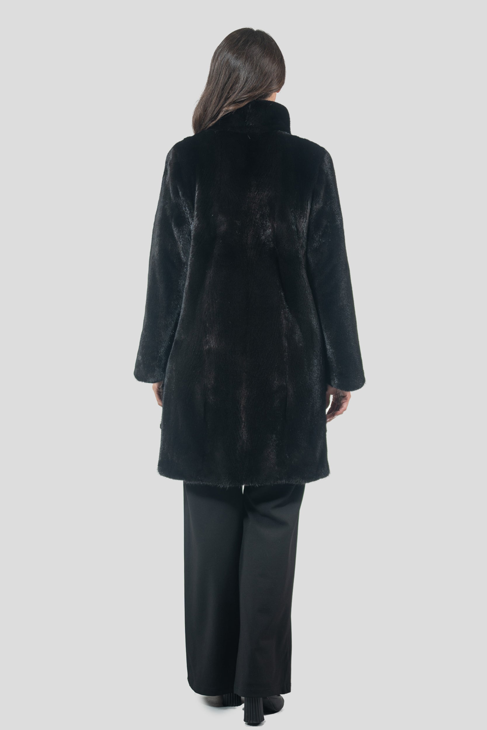 Blackglama Mink Half Coat With Stand Collar & Let Out Back L/O13C350
