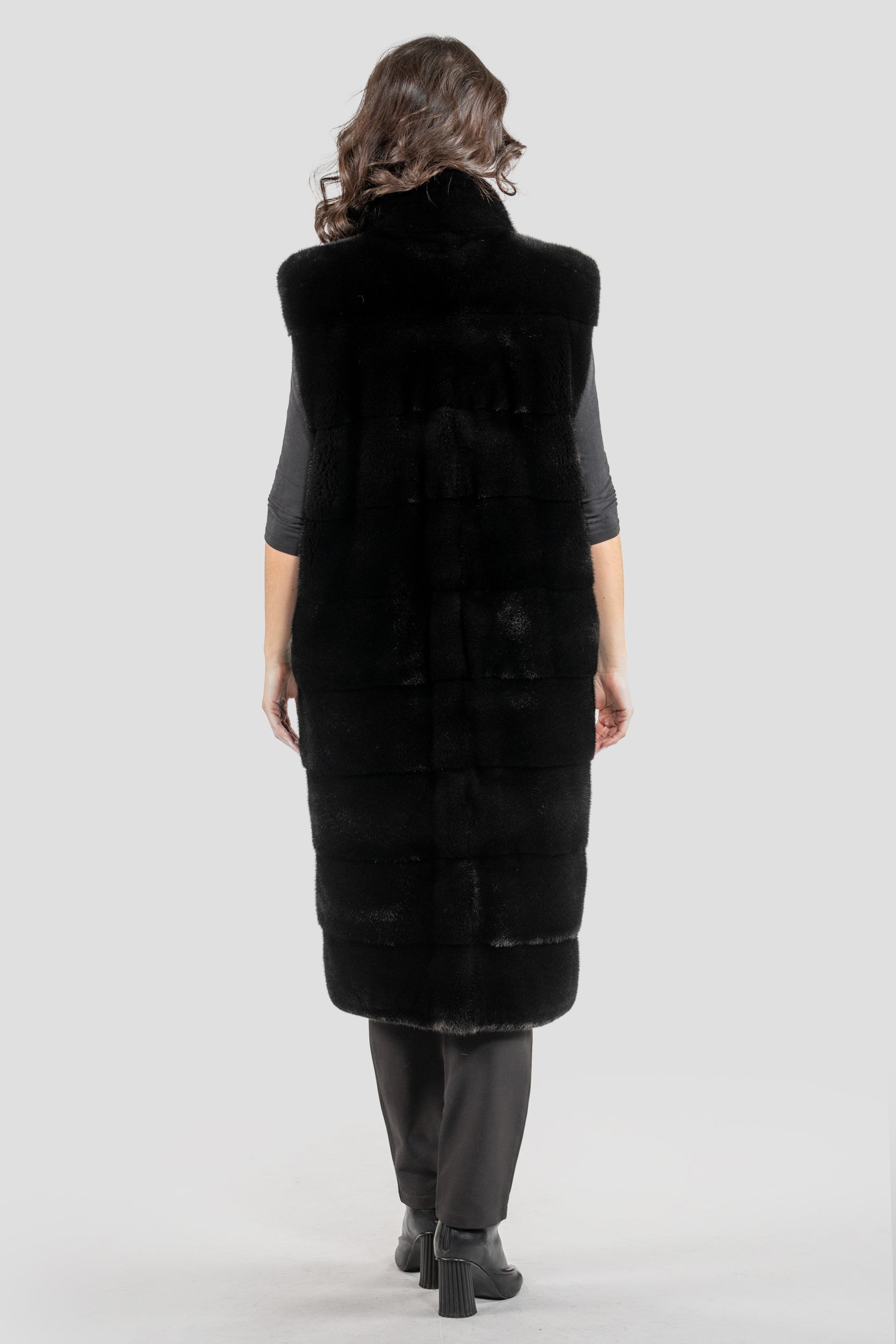 Blackglama Mink Long Vest with Stand Collar P/K13c519g530