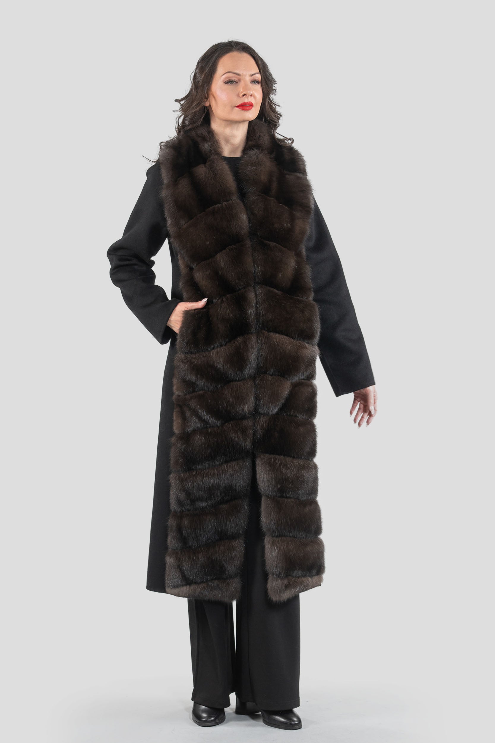 Cashmere Coat with Russian Sable Trim 17C8003G530