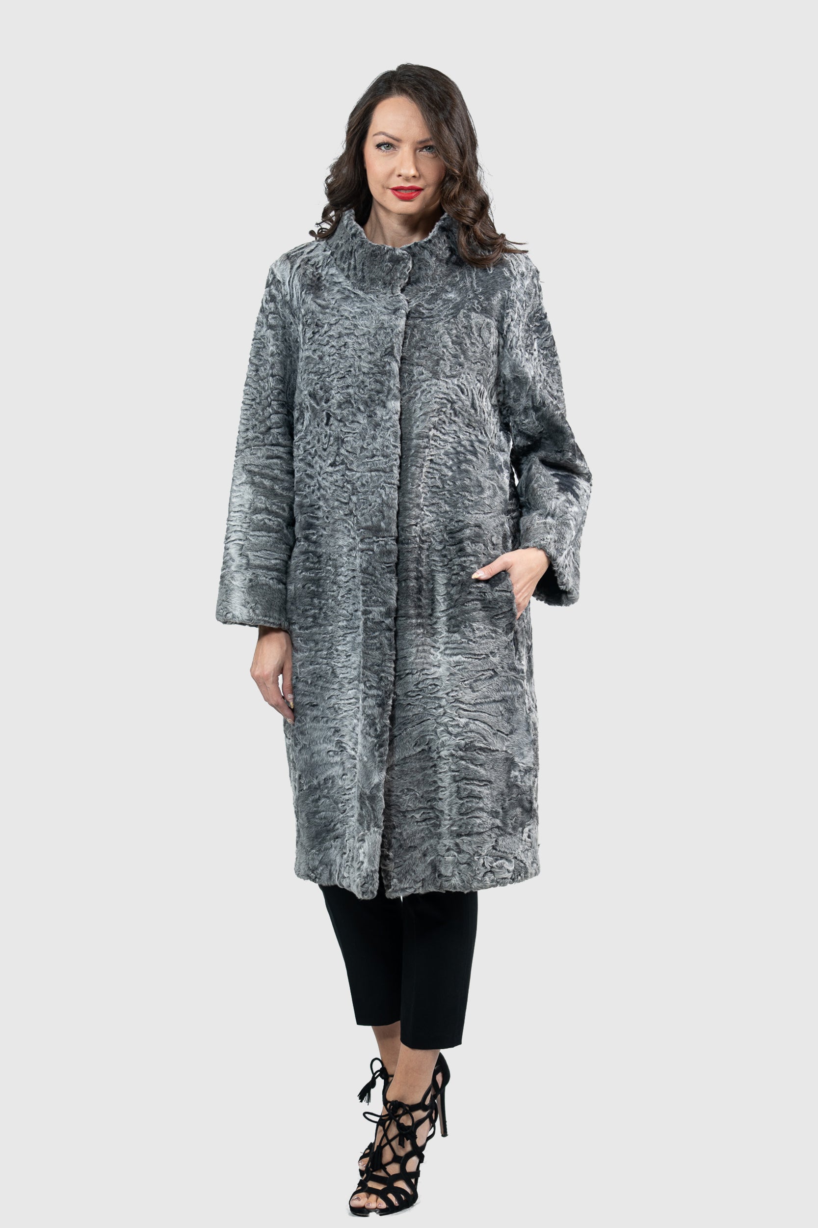 Grey Swakara Half Coat S/S13C530