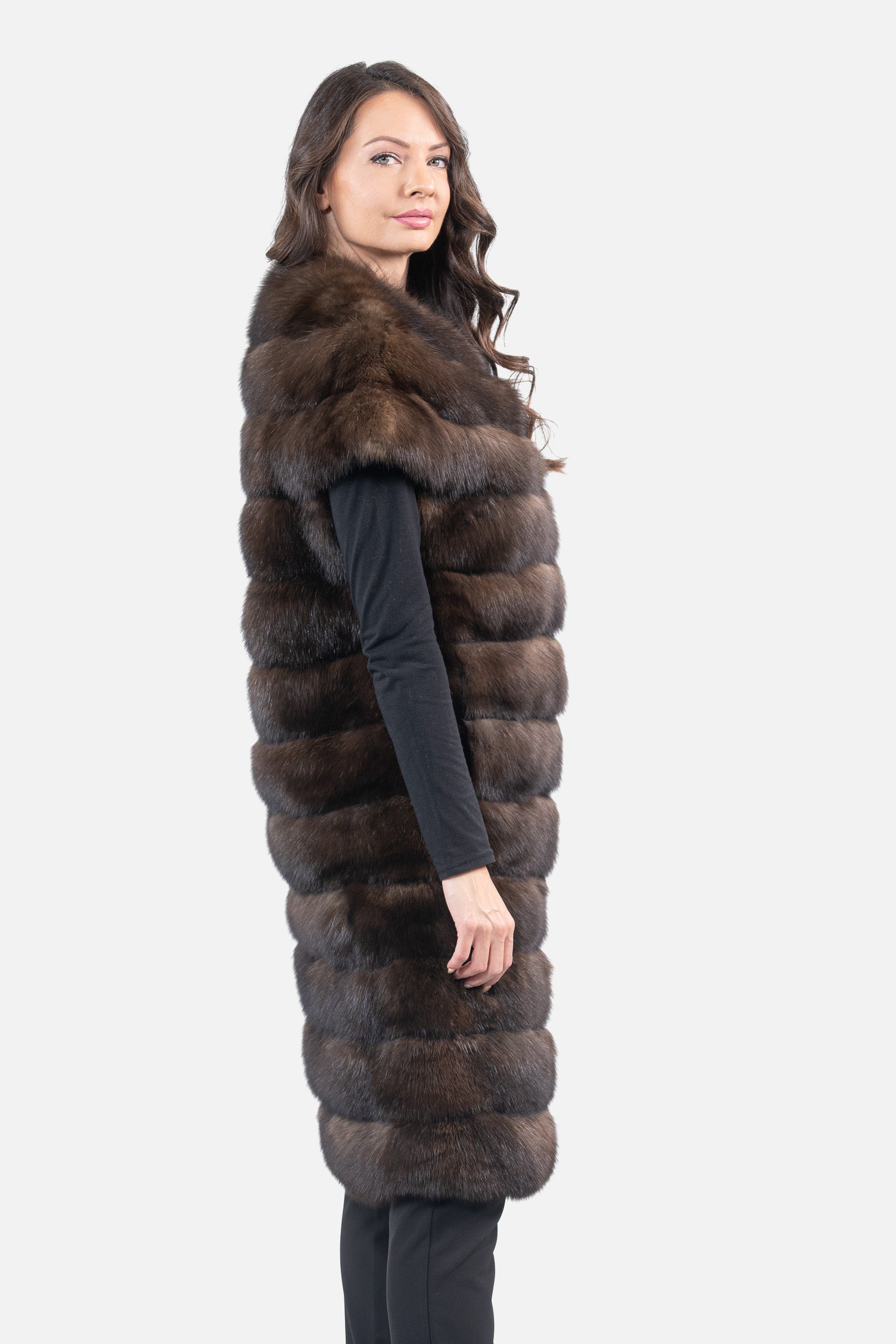 Collarless Dark Russian Sable Vest P/K13C525