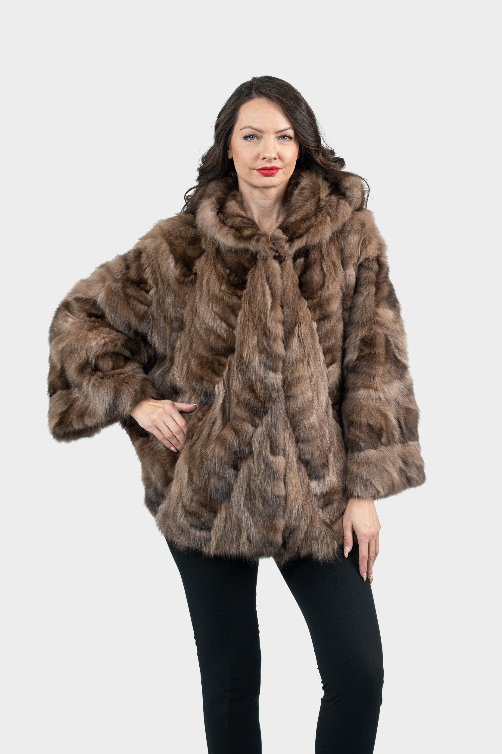 Russian Sable Pieced Hooded Jacket A/KR5-RS