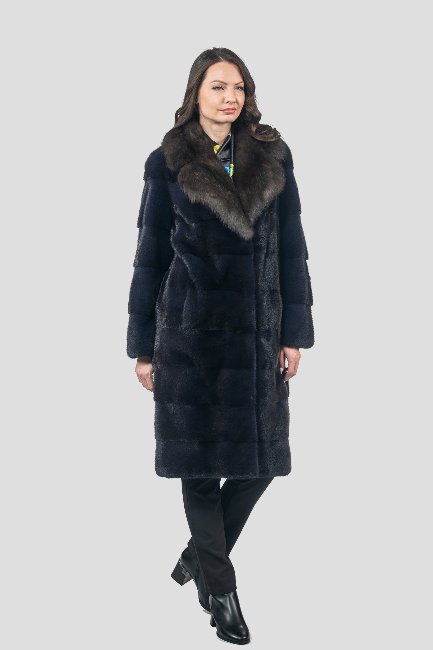 Purple Mink Half Coat with Russian Sable Notch Collar P/K13c530s20