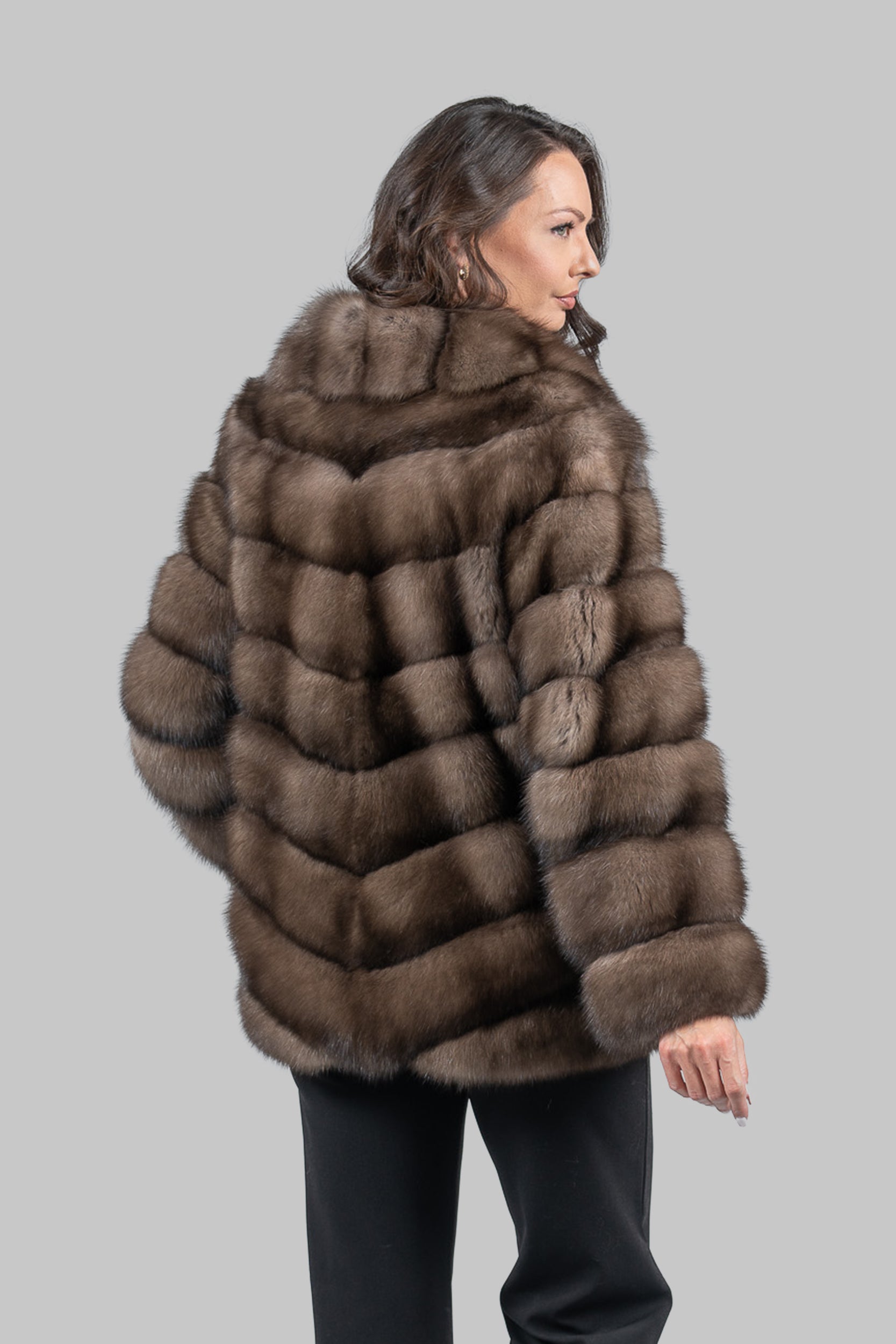 Platino Russian Sable Jacket with Shawl Collar V/K13C528C17