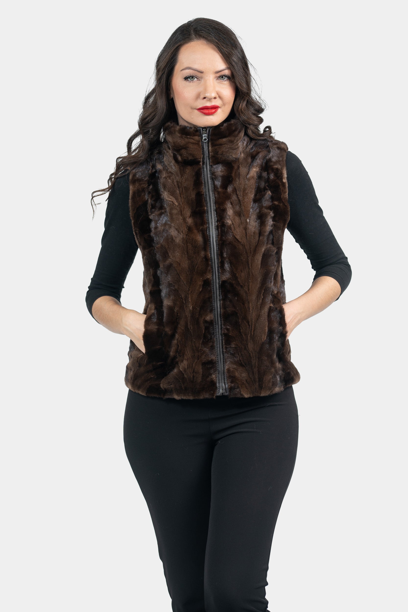 Demi-Brown Mink Pieced Vest 20C21