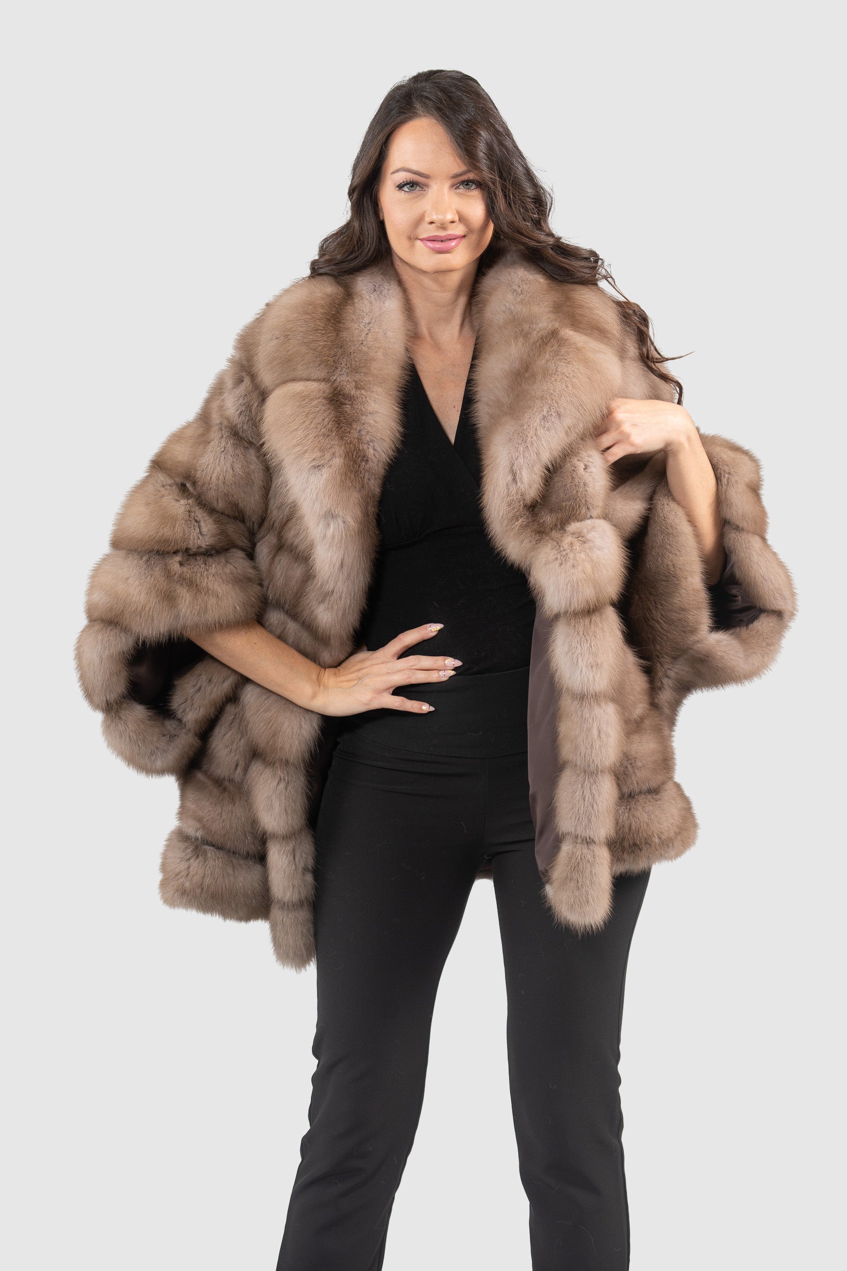 Graphite Baumarten Cape with Notch Collar 929