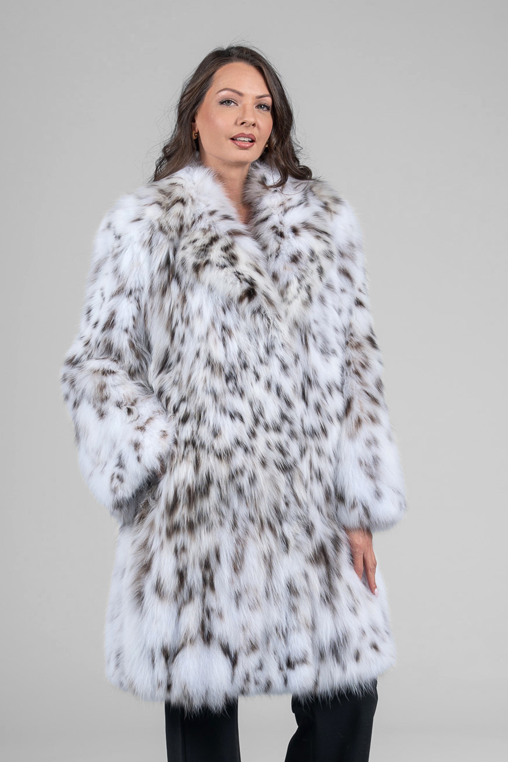 White Lynx Half Coat L/O13C976