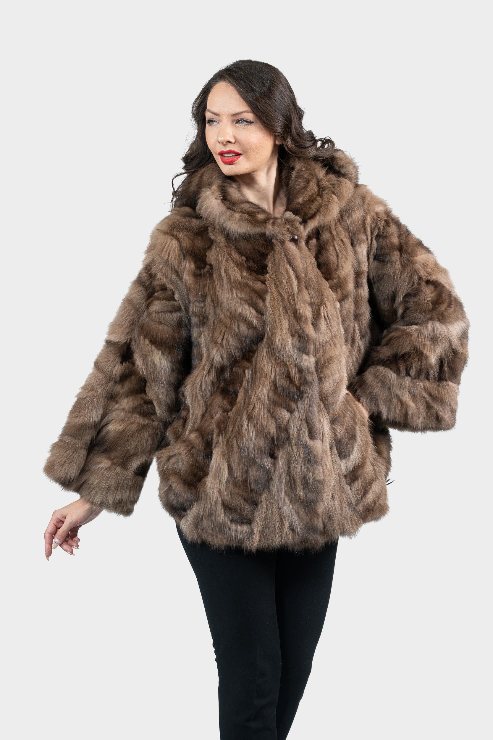 Russian Sable Pieced Hooded Jacket A/KR5-RS