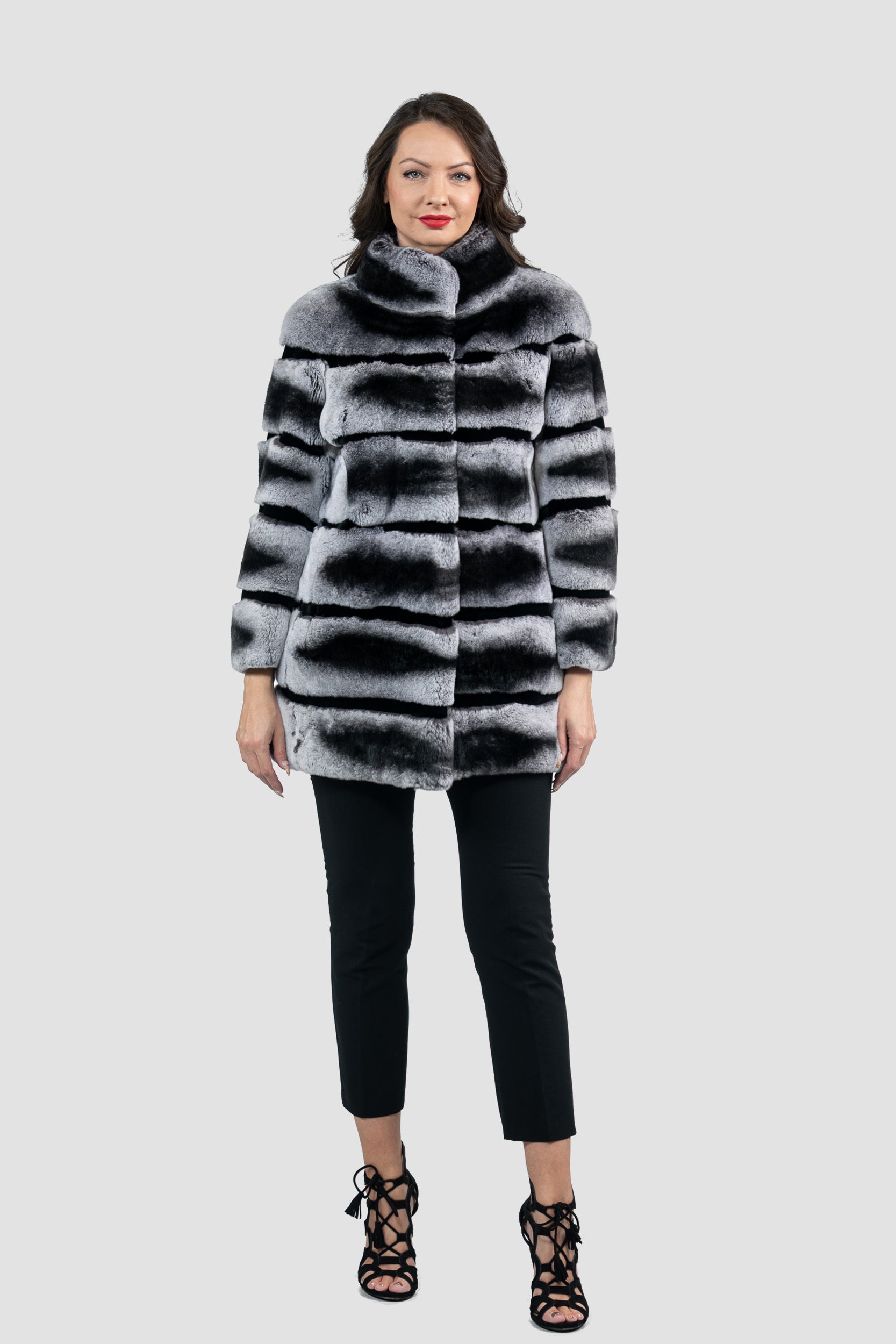 Rex Rabbit Half Coat with Stand Collar 13C530