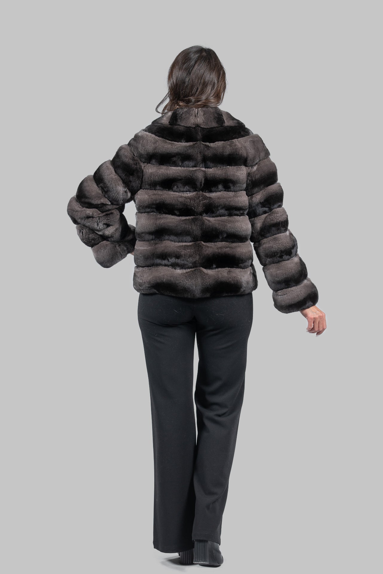 Smokey Chinchilla Jacket with Notch Collar P/K13C528S20