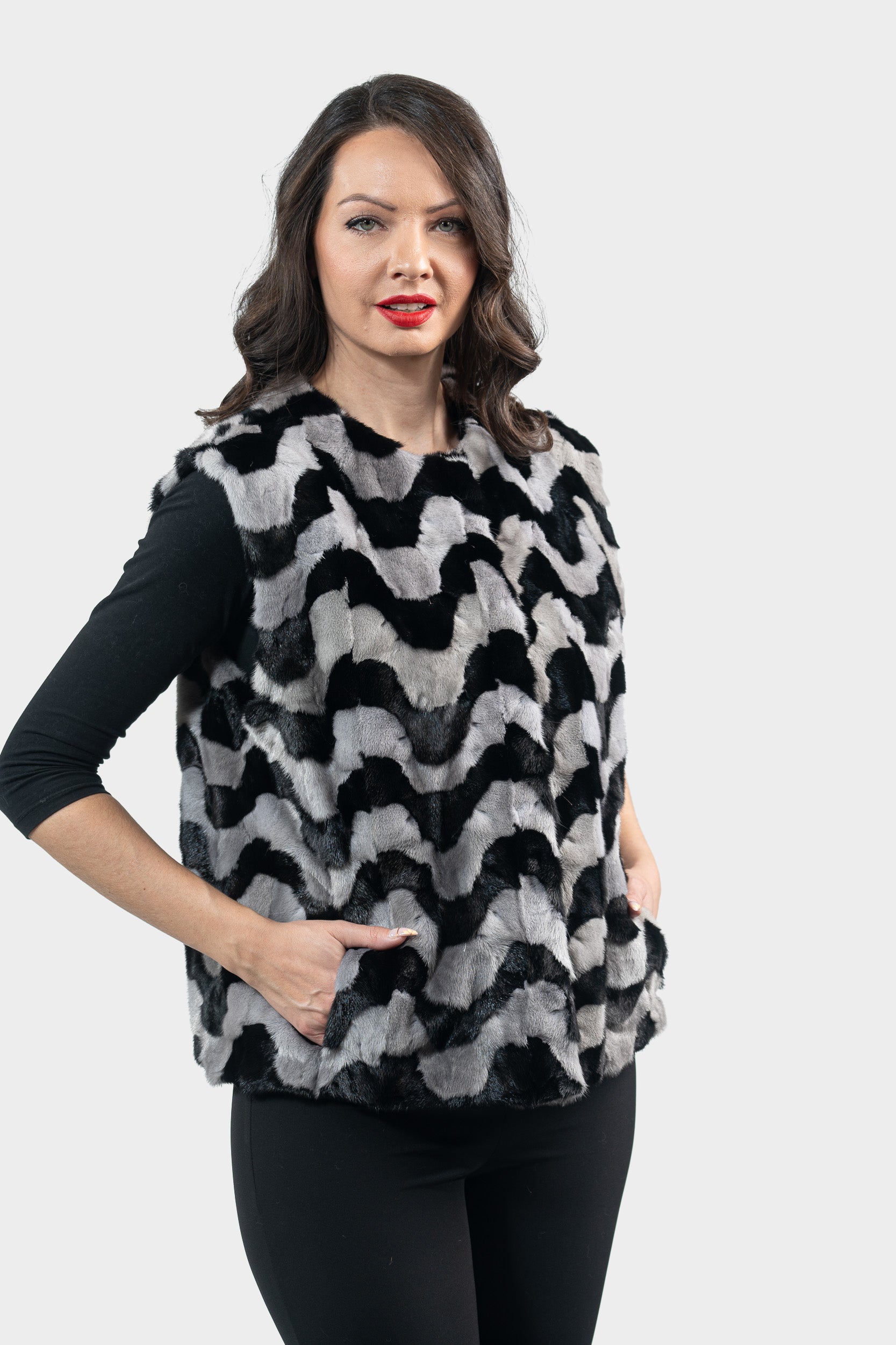 Multicolor Mink Pieced Vest 13C519