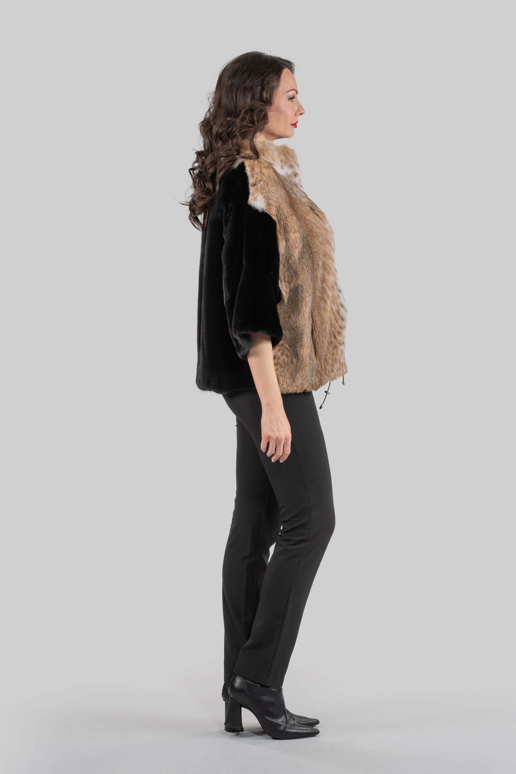 Bobcat Jacket with Mink Trim L/O13C139