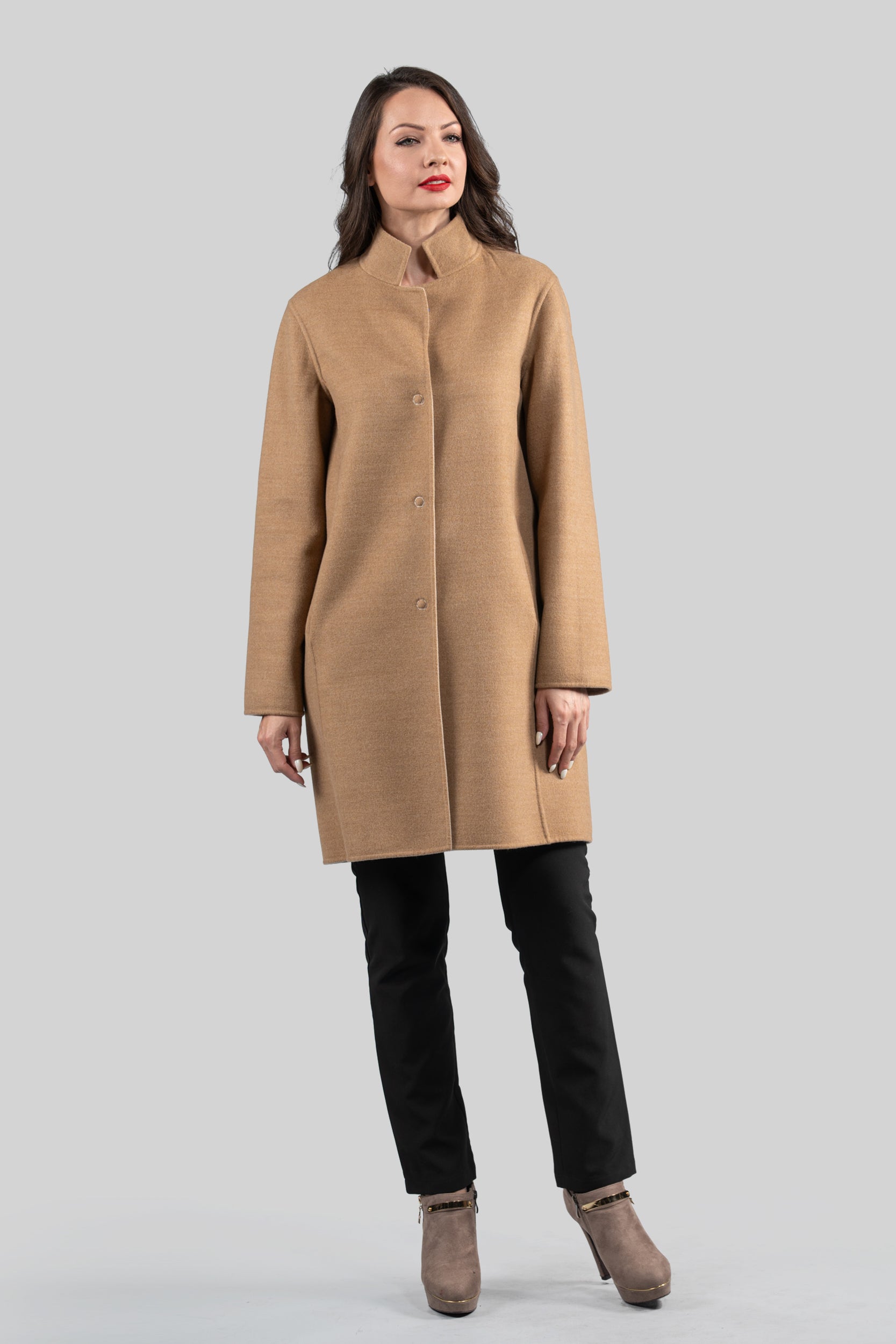 Beige Cashmere Half Coat 17C8003
