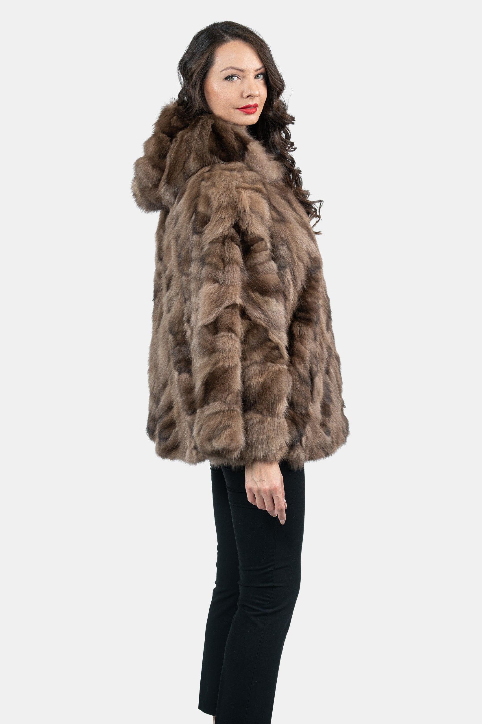 Russian Sable Pieced Hooded Jacket A/KR5-RS