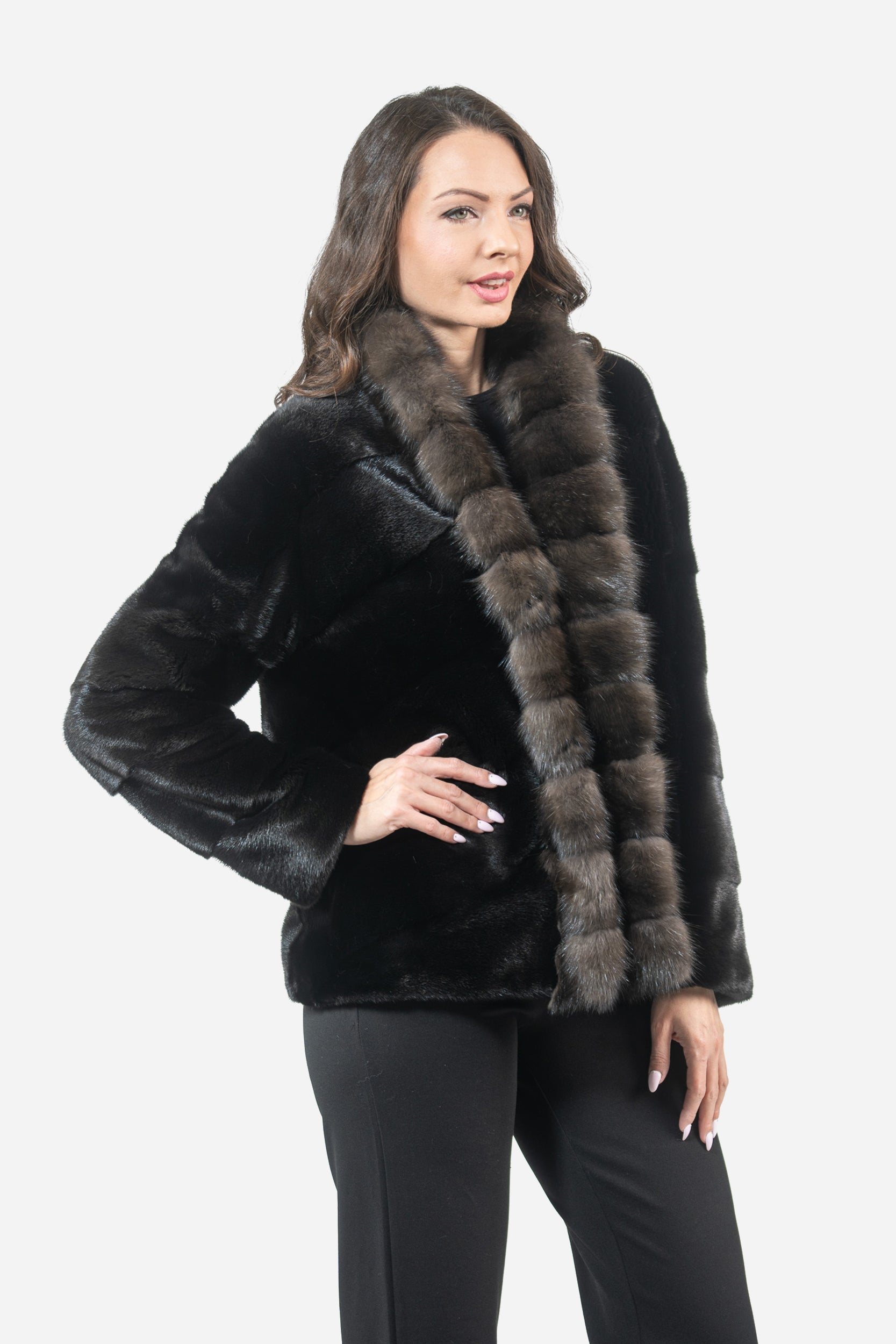 Blackglama Mink Jacket with Russian Sable Trim A/K22C15
