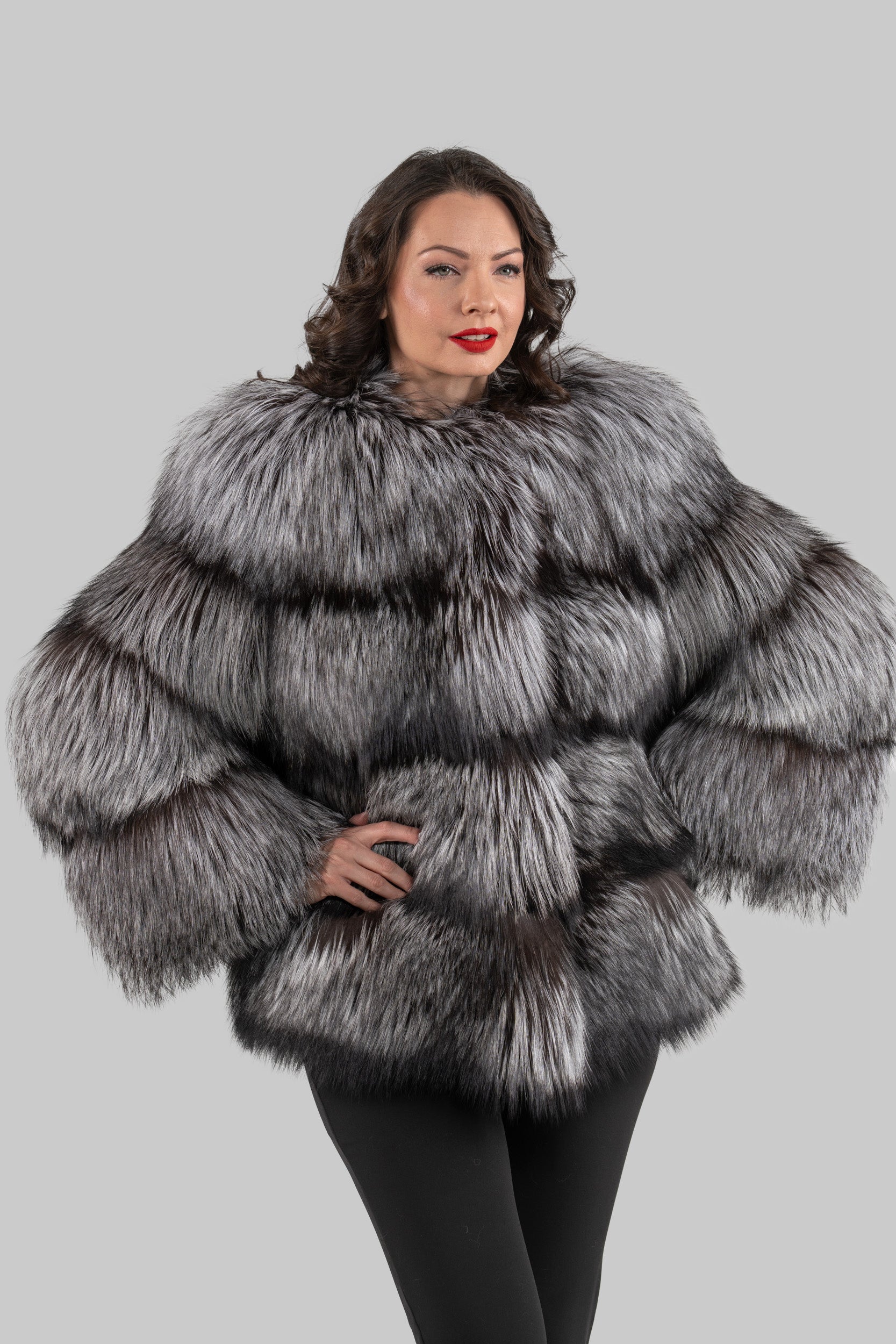 Silver Fox Collarless Jacket R/K13C520