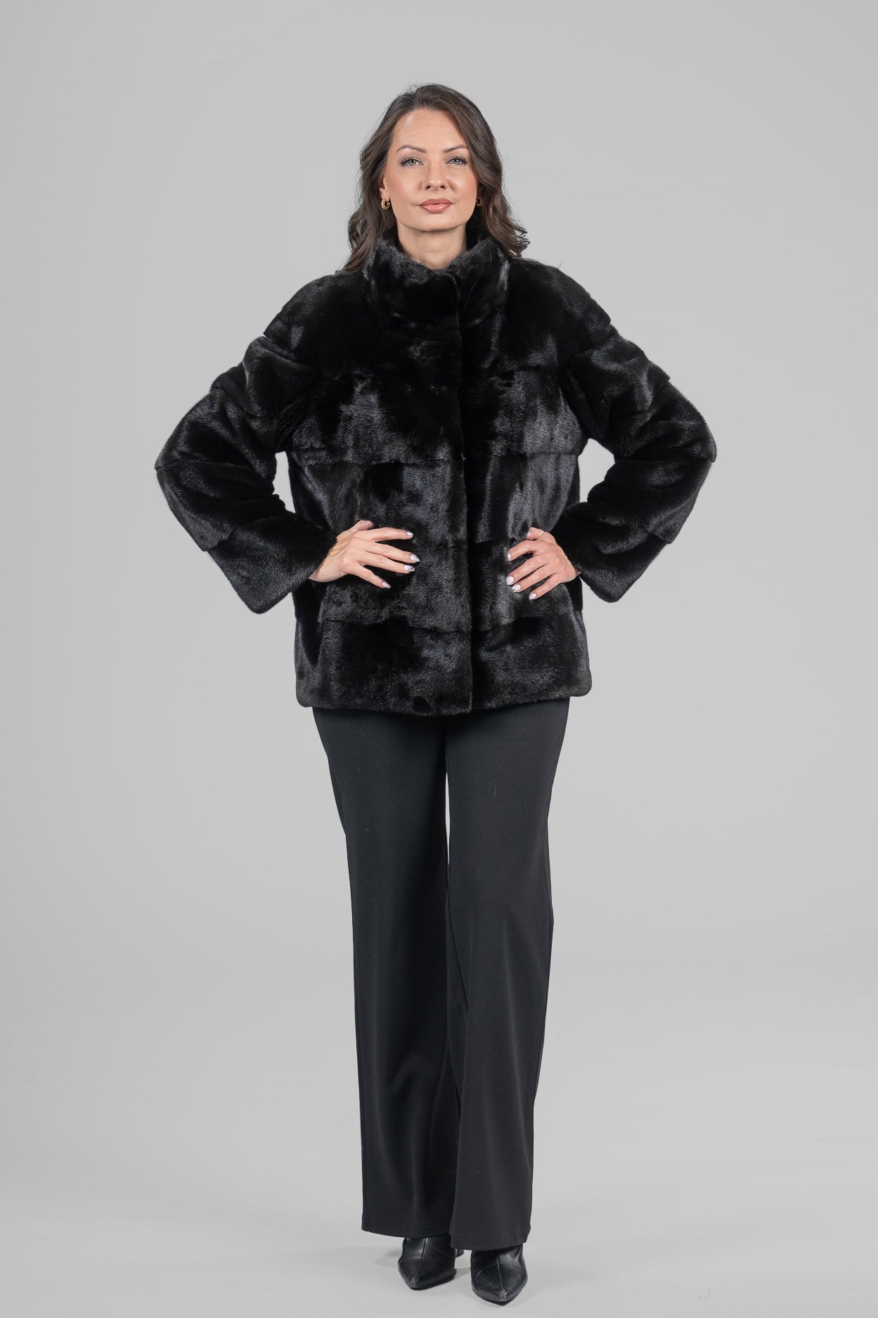 Blackglama Mink Jacket with Stand Collar P/K13C528