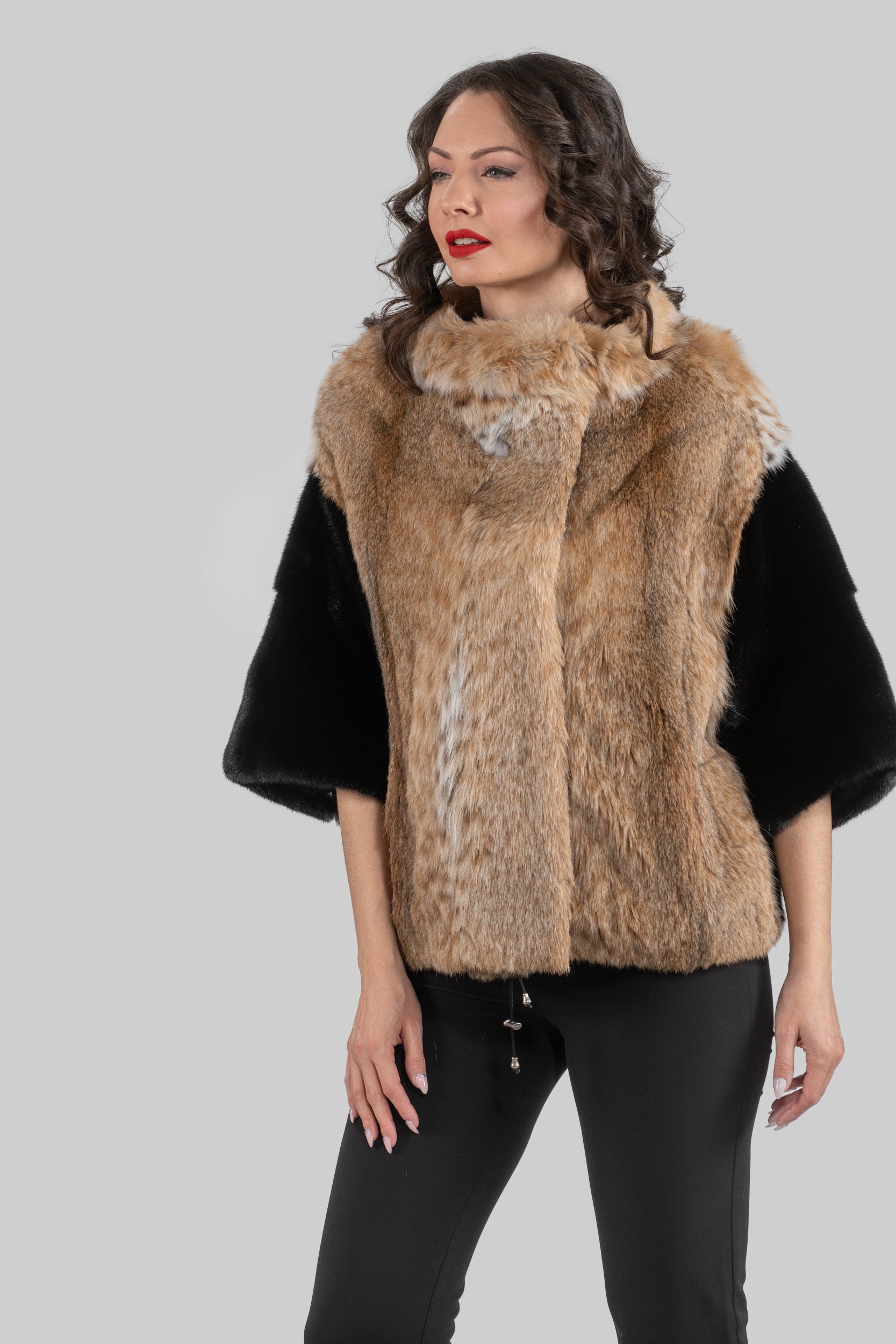 Bobcat Jacket with Mink Trim L/O13C139