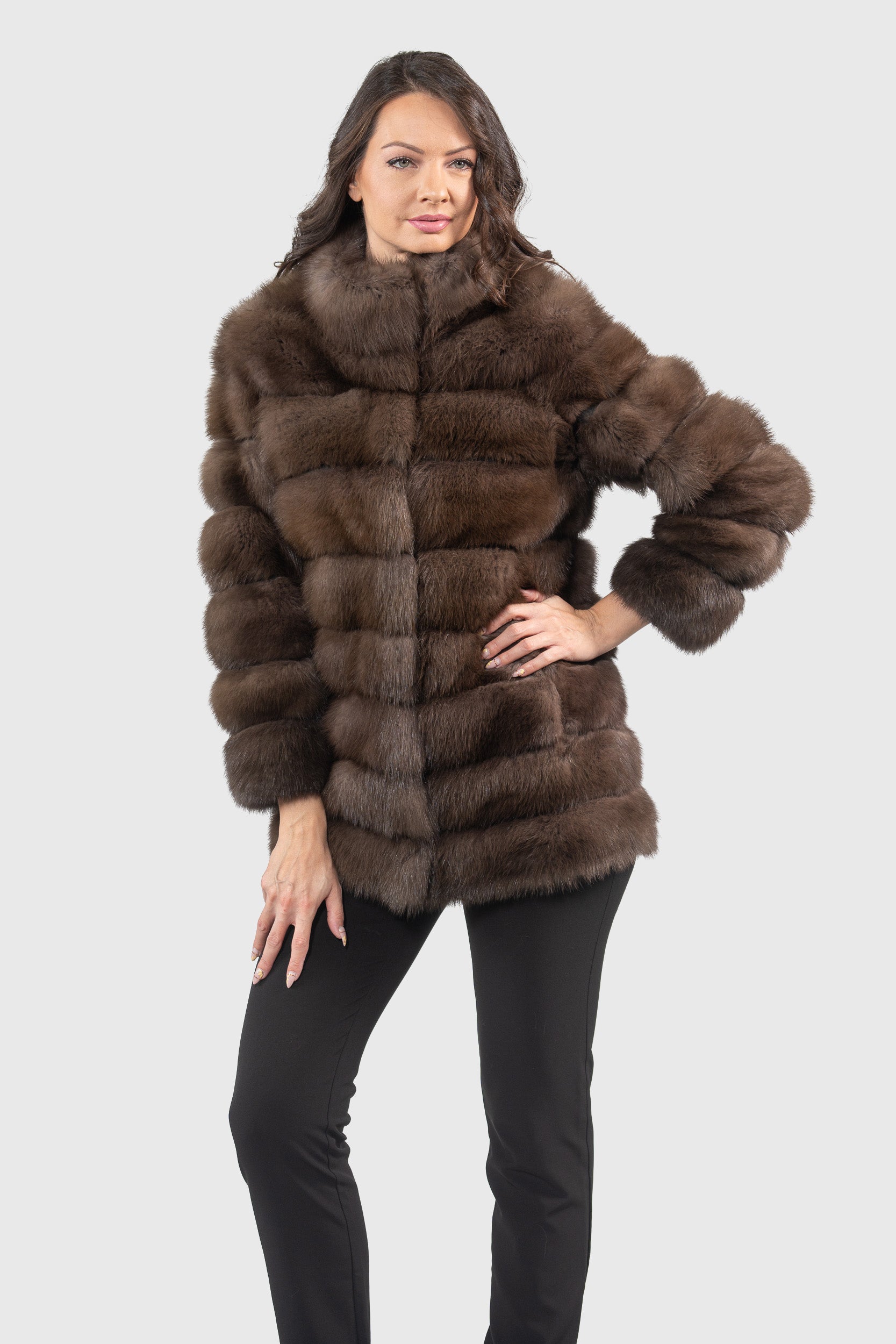 Dark Baumarten Half Coat with Stand Collar 13C530