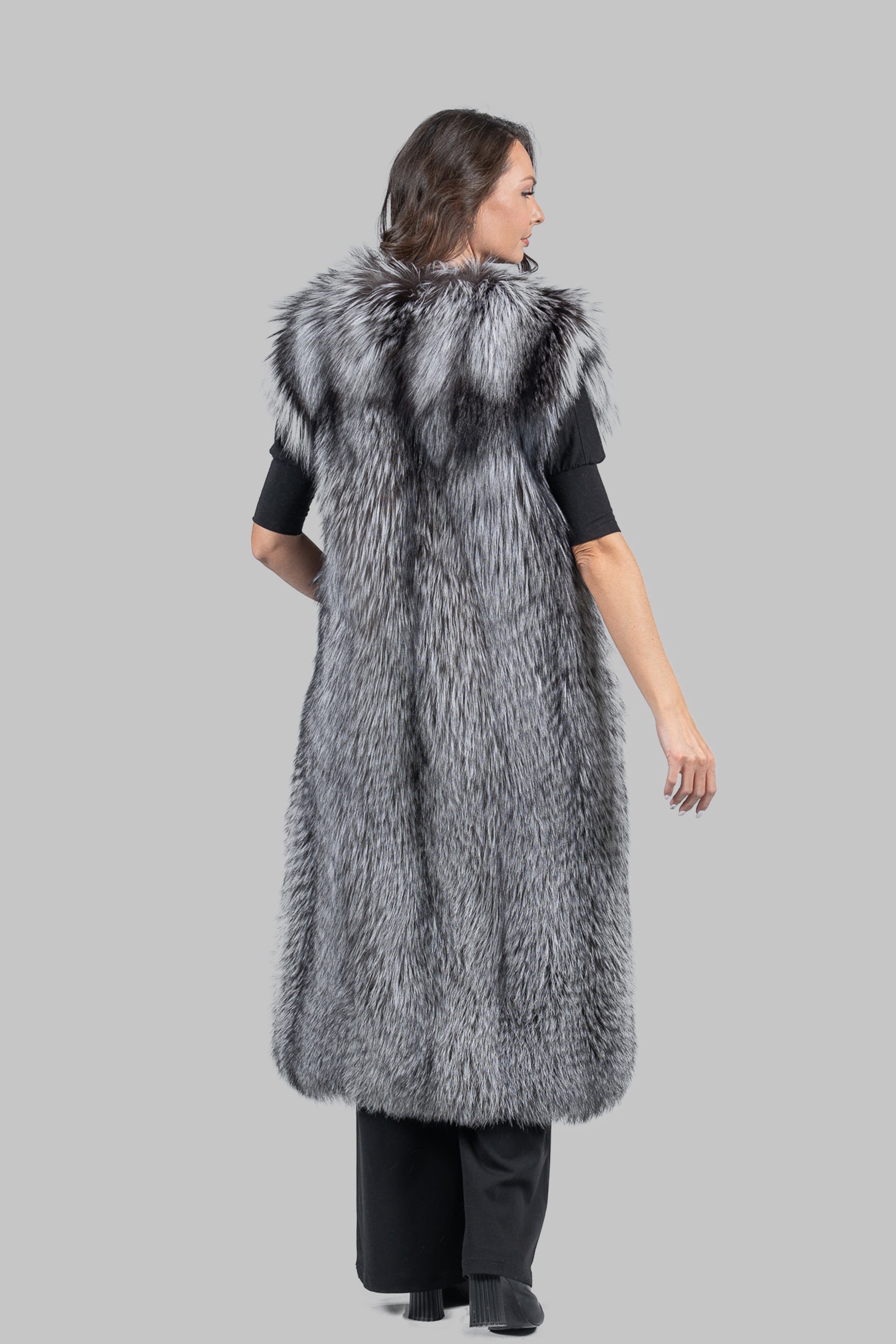 Arizante Full-Length Fox Fur Vest L/O13C519