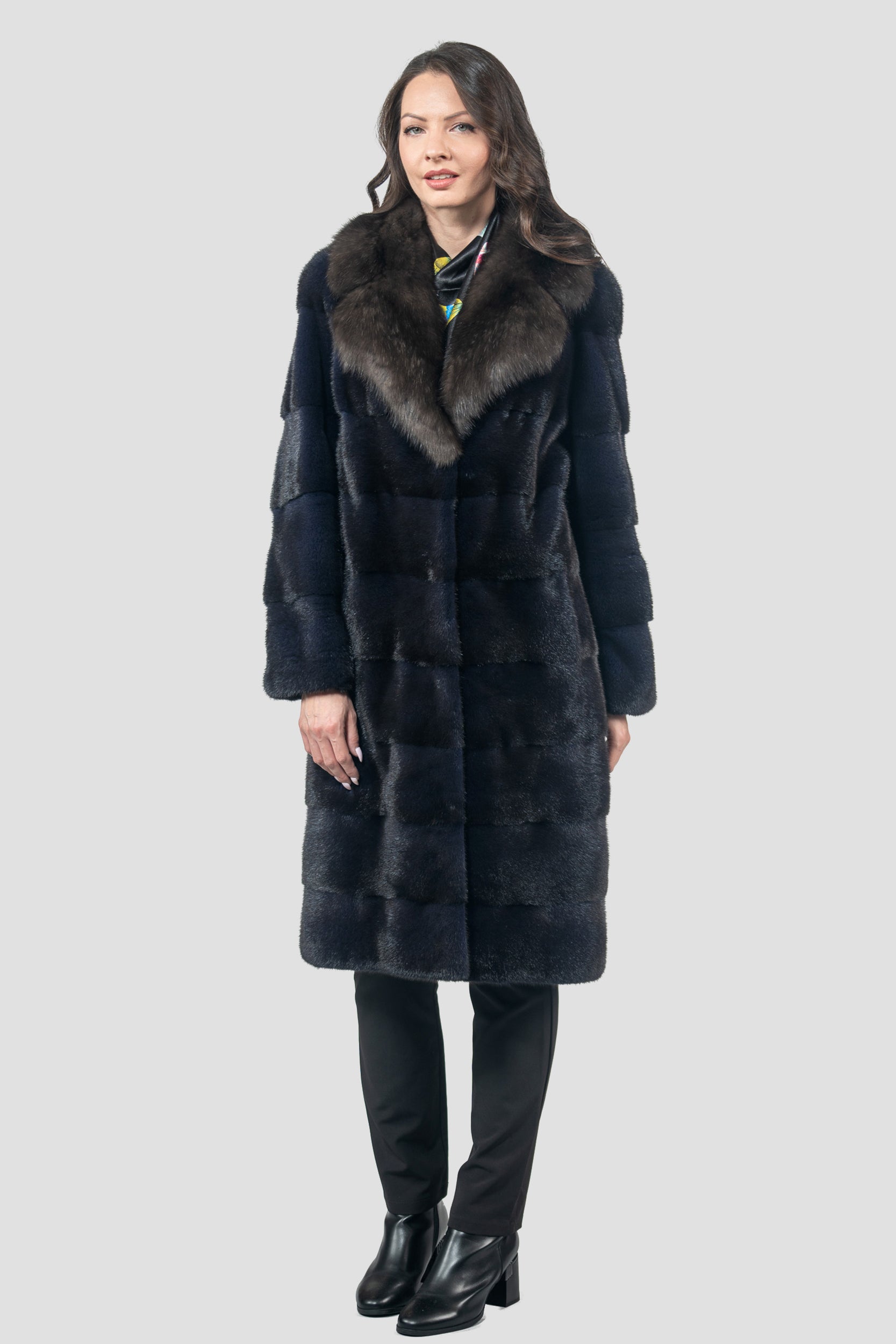 Purple Mink Half Coat with Russian Sable Notch Collar P/K13c530s20