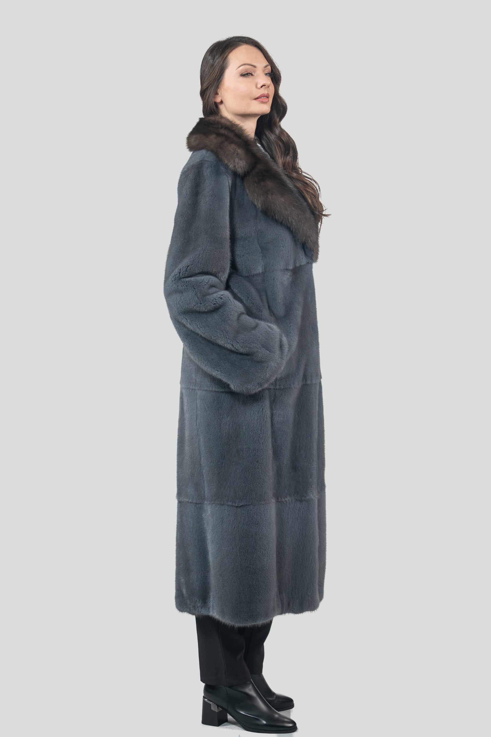 Asphalto Mink Coat with Russian Sable Notch Collar S/S13c530s20