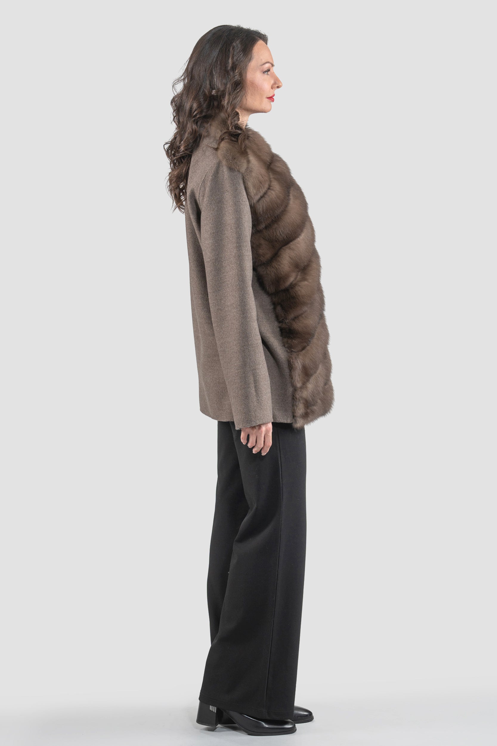 Brown Grey Cashmere Jacket with Baumarten Trim 17c8003