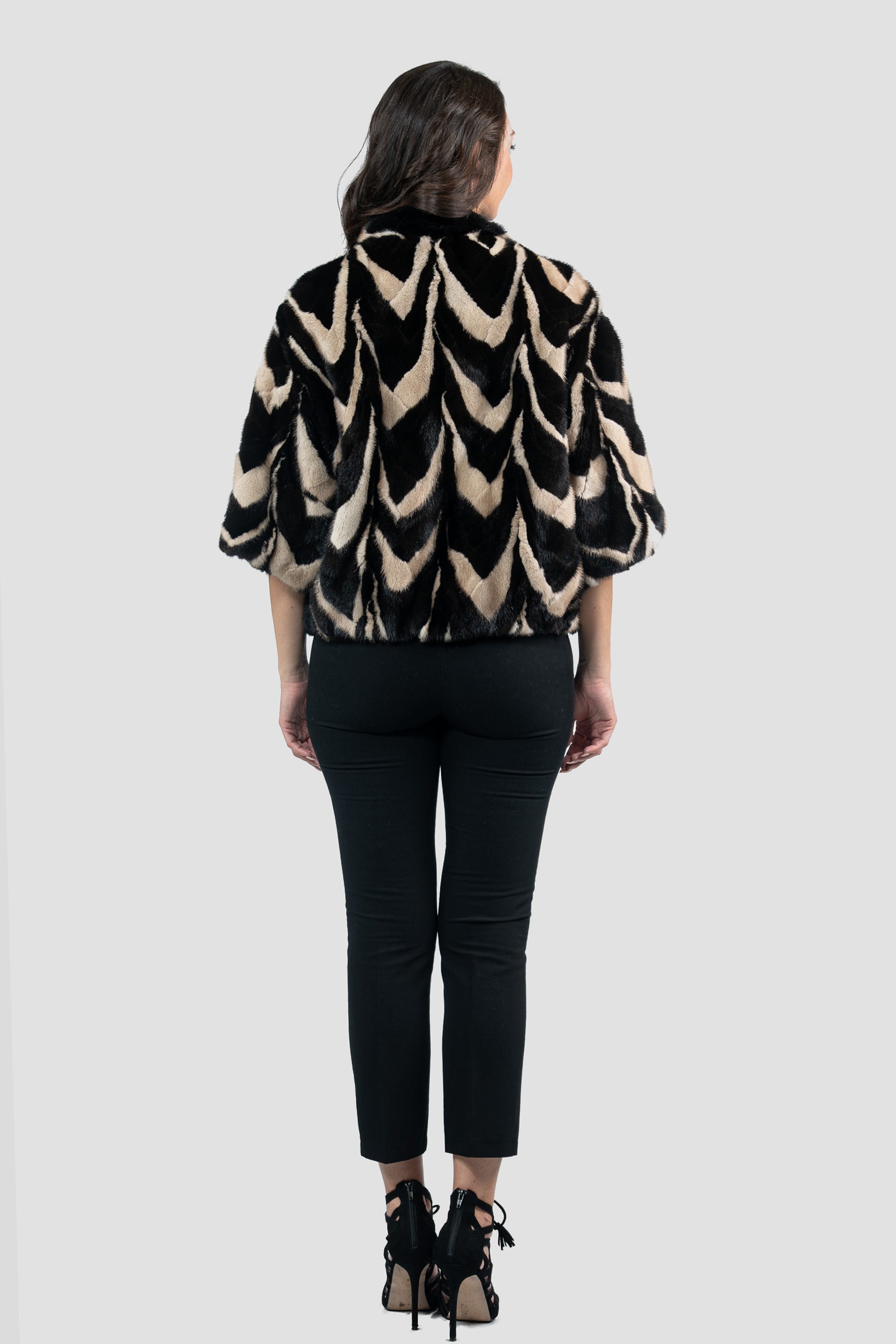 Multicolor Mink Pieced Jacket Color 13C139