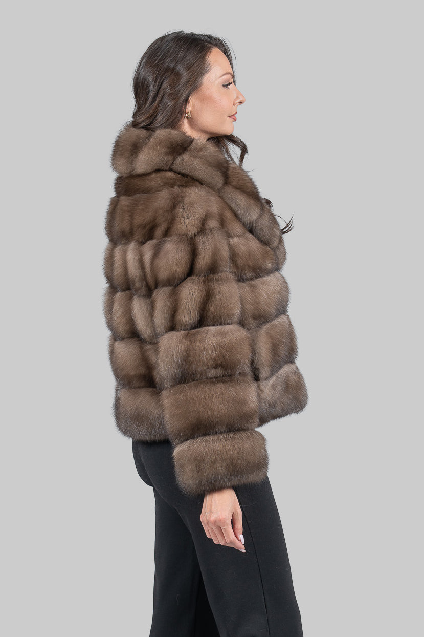 Graphite Russian Sable Jacket with Shawl Collar P/K13C528gC17