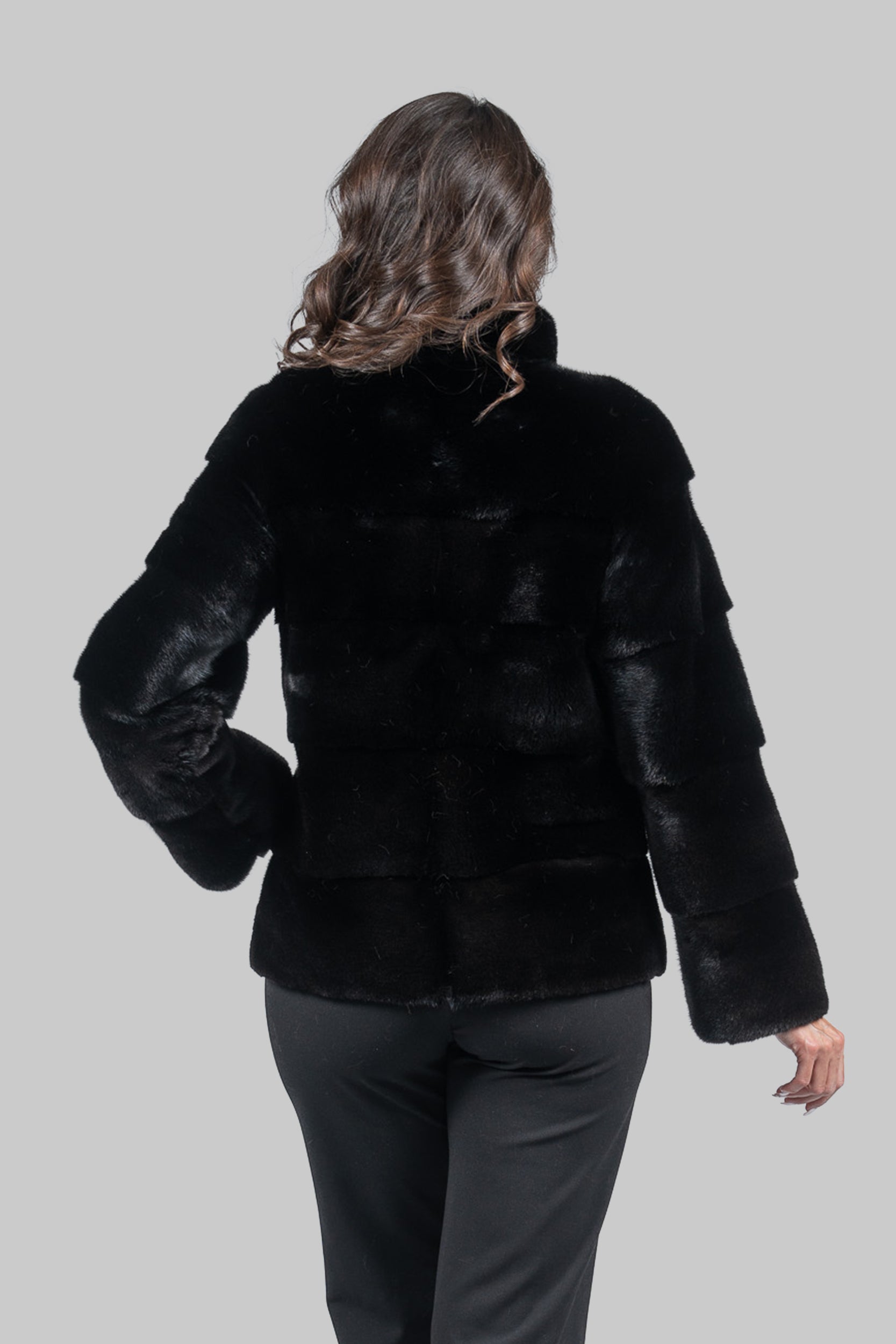 Blackglama Mink Jacket with Stand Collar P/K13C528
