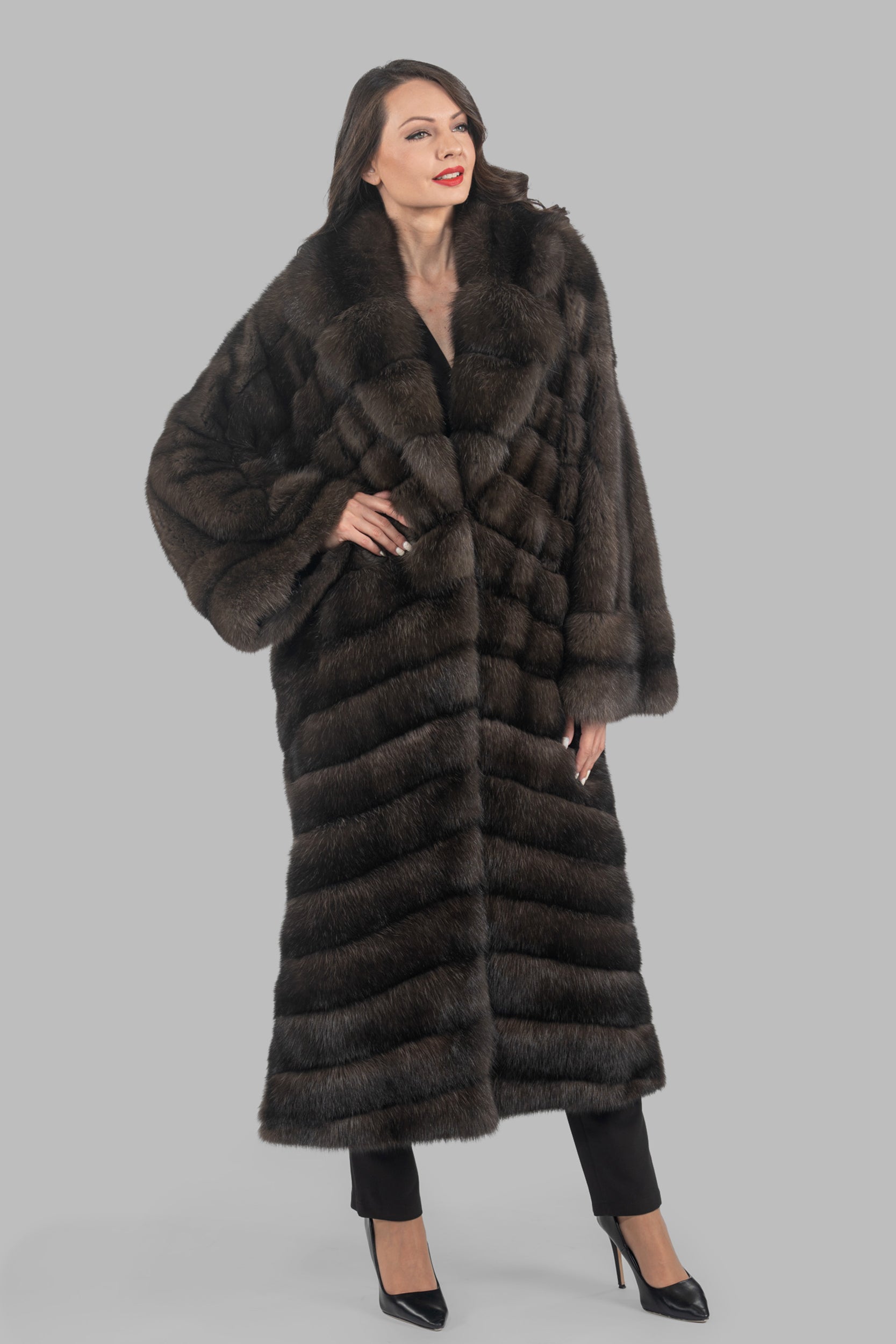 Dark Russian Sable Coat with Let Out Sleeves A/KI1793