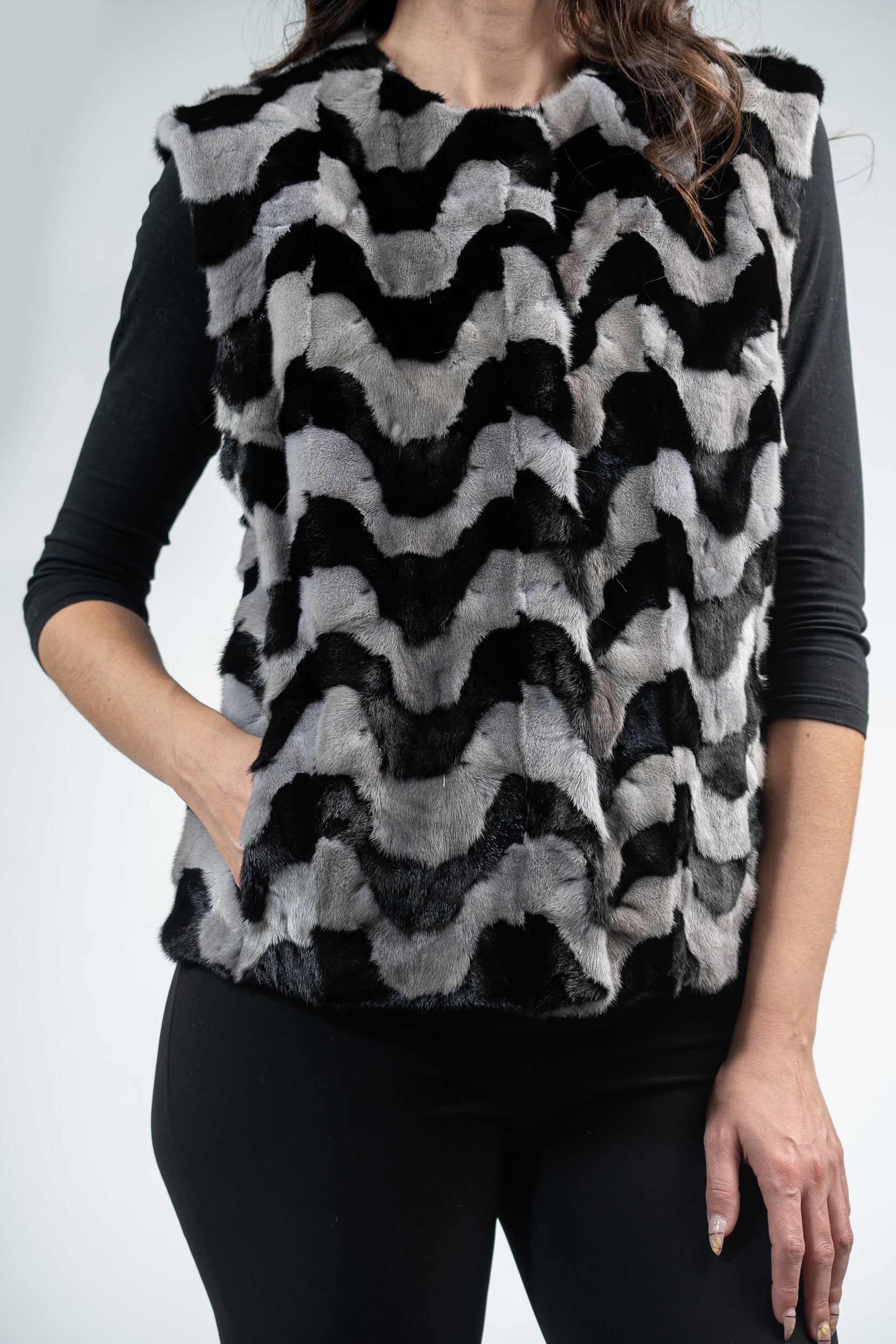 Multicolor Mink Pieced Vest 13C519