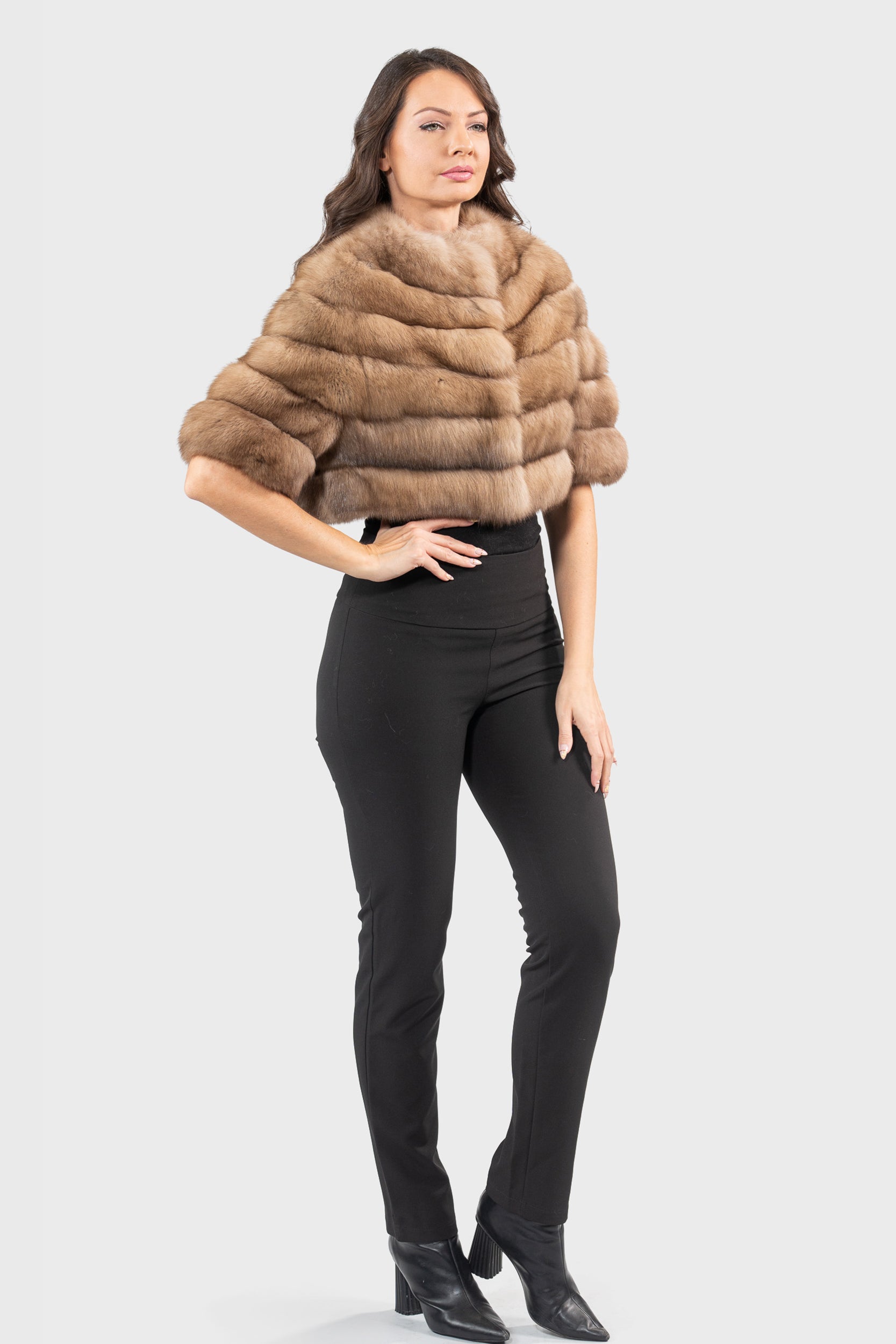 Graphite Russian Sable Short Jacket P/K16CM643