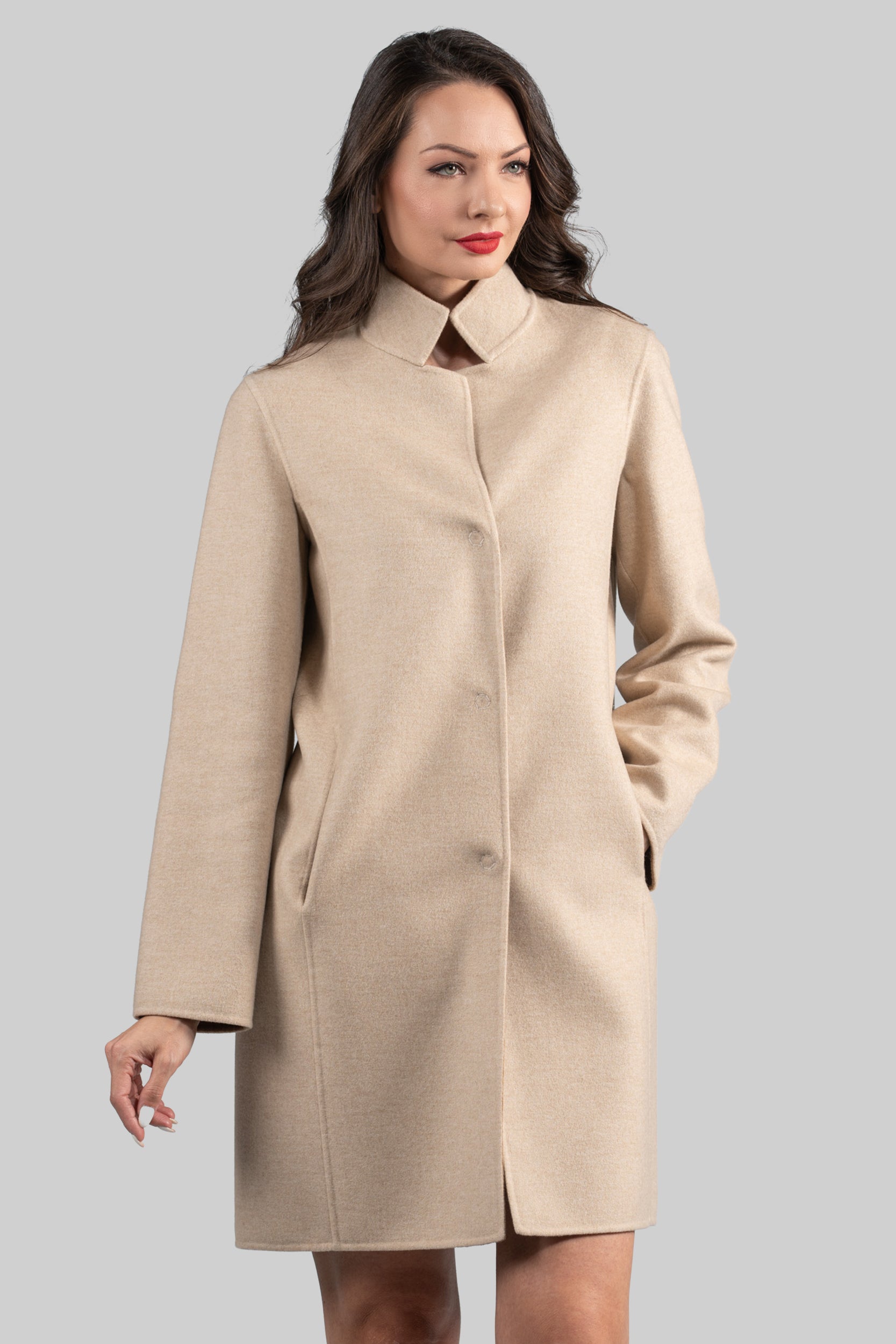 Ecru Cashmere Half Coat 17C8003