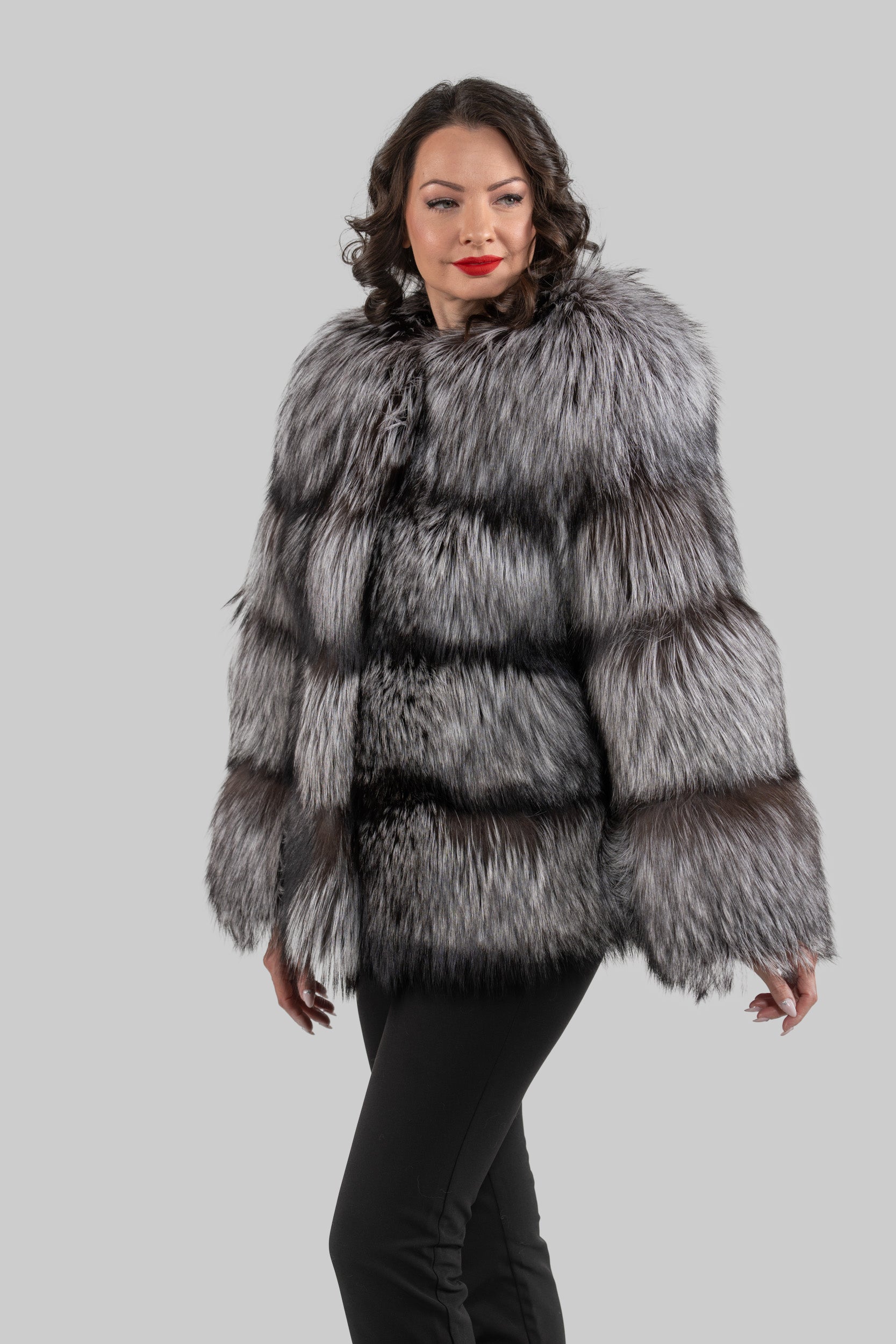 Silver Fox Collarless Jacket R/K13C520