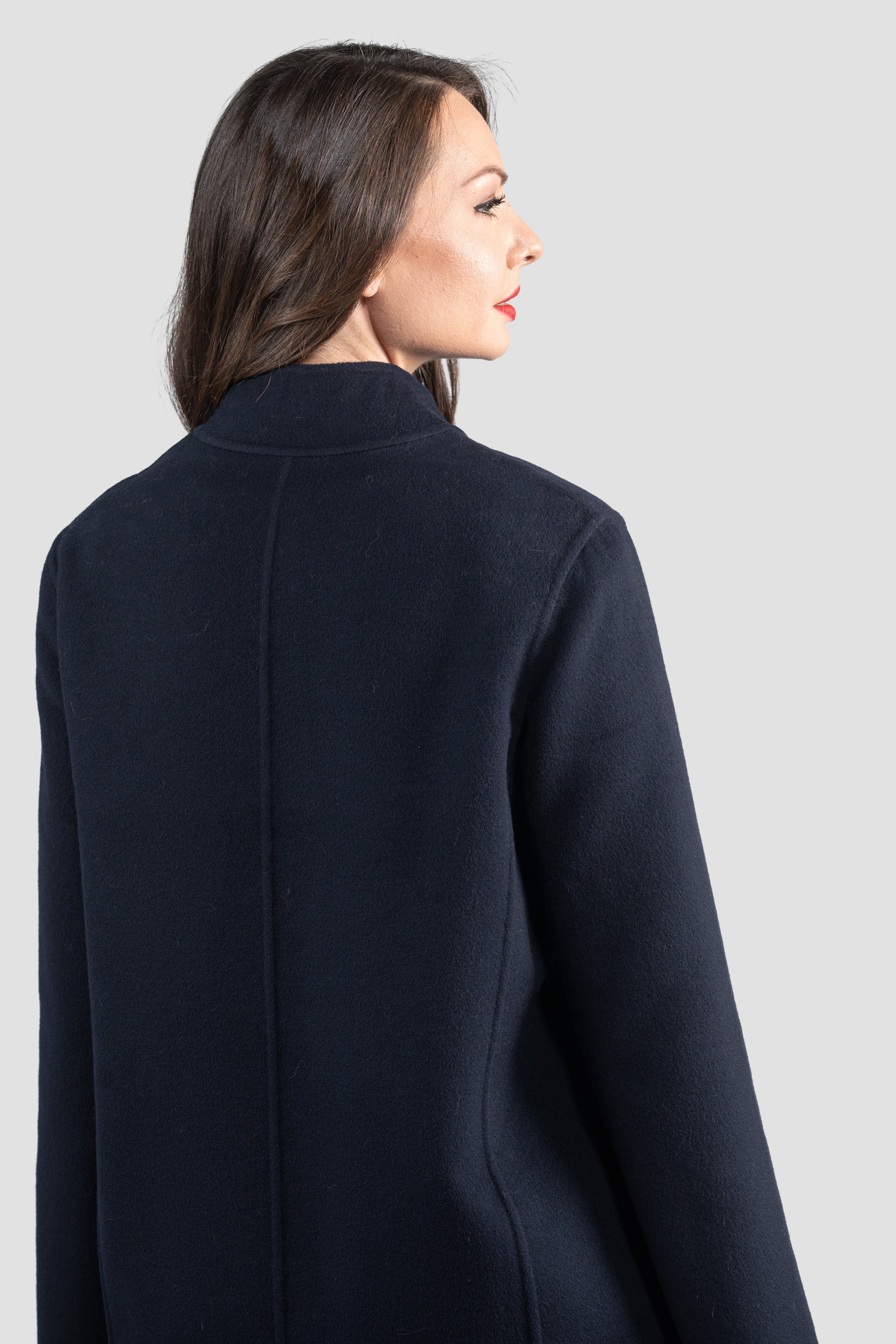 Blue Black Cashmere Half Coat 17C8003