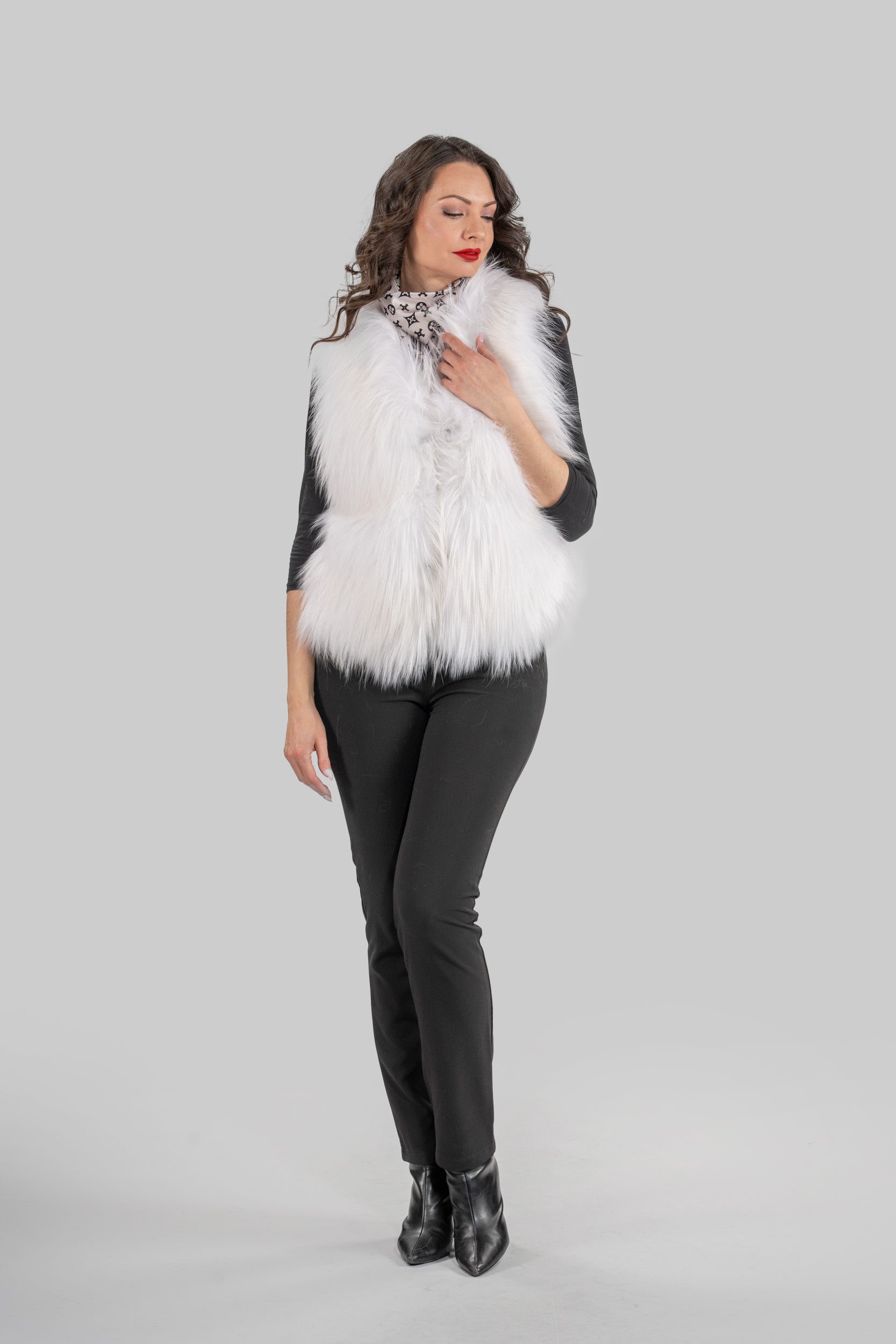 Arctic Marble Fox Fur Vest ML170
