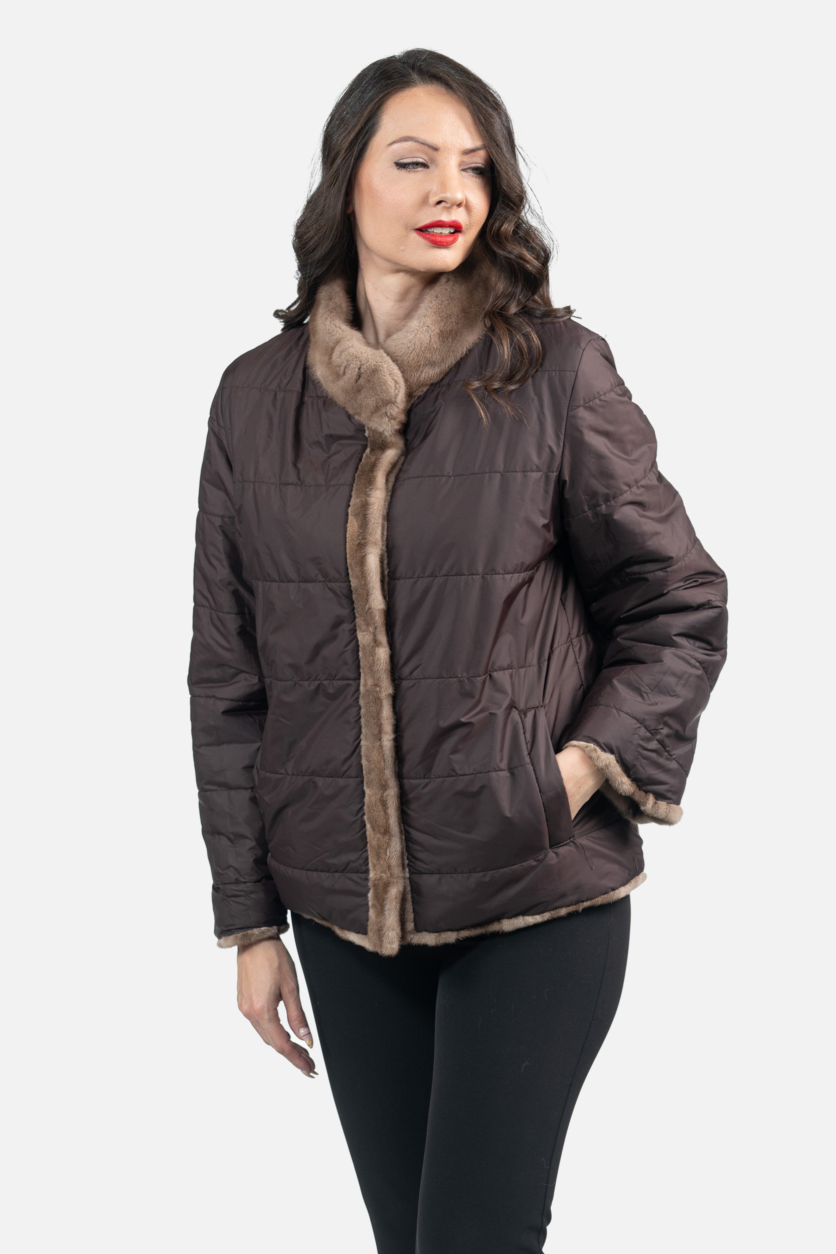 Reversible Pastel Mink Pieced Jacket 13C528