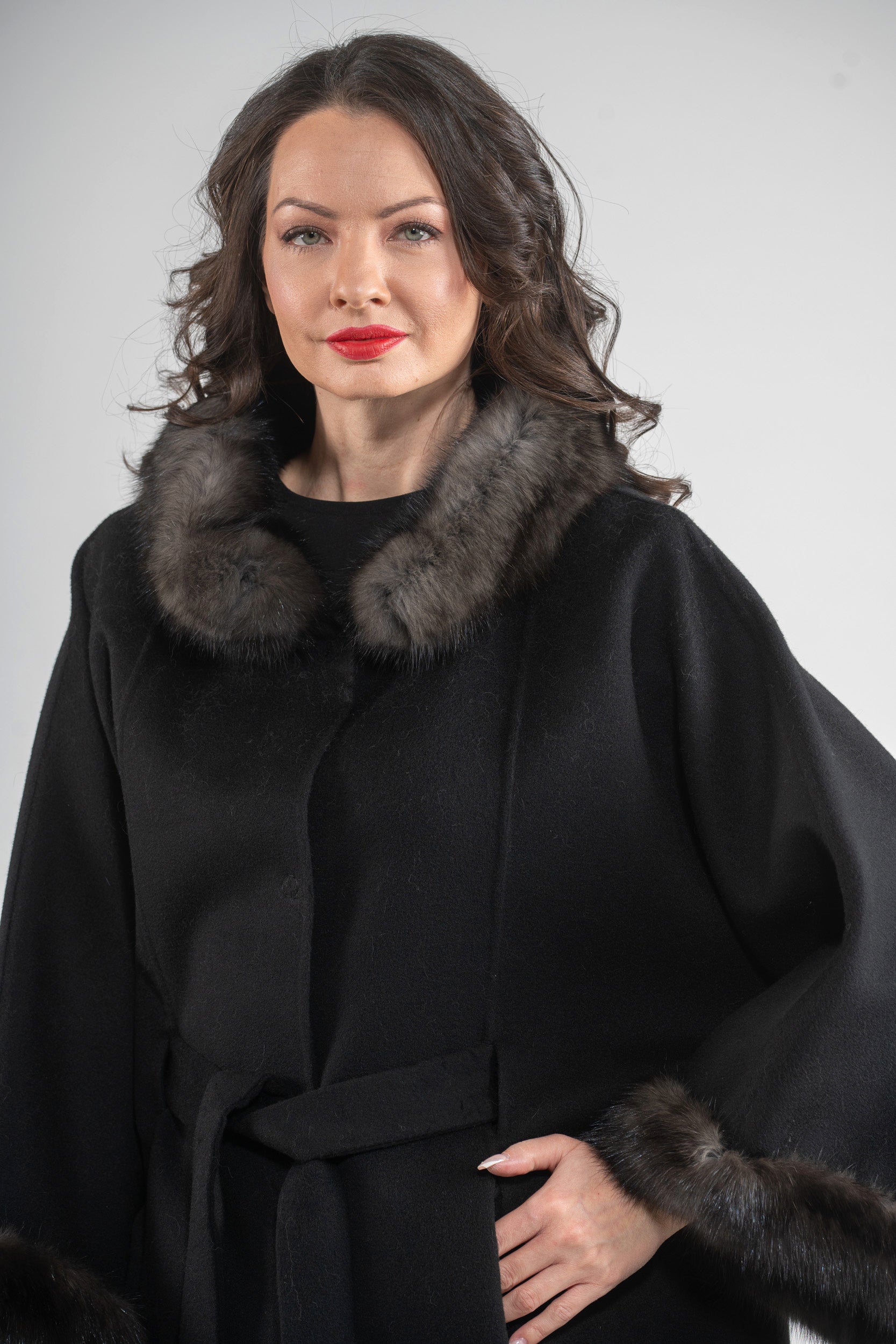 Black Cashmere Cape with Russian Sable Trim 2005