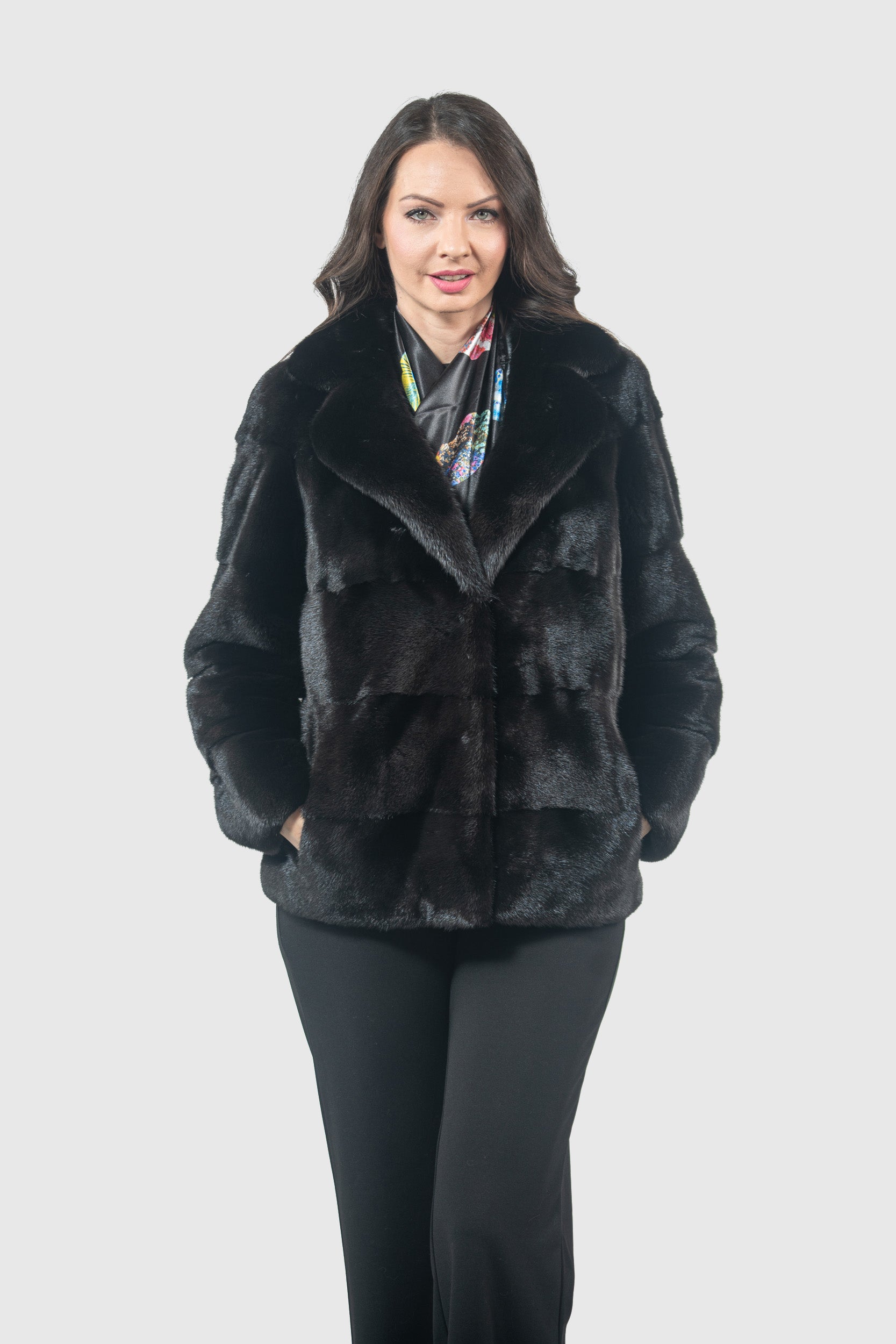 Blackglama Mink Jacket With Notch Collar P/K13C528S20