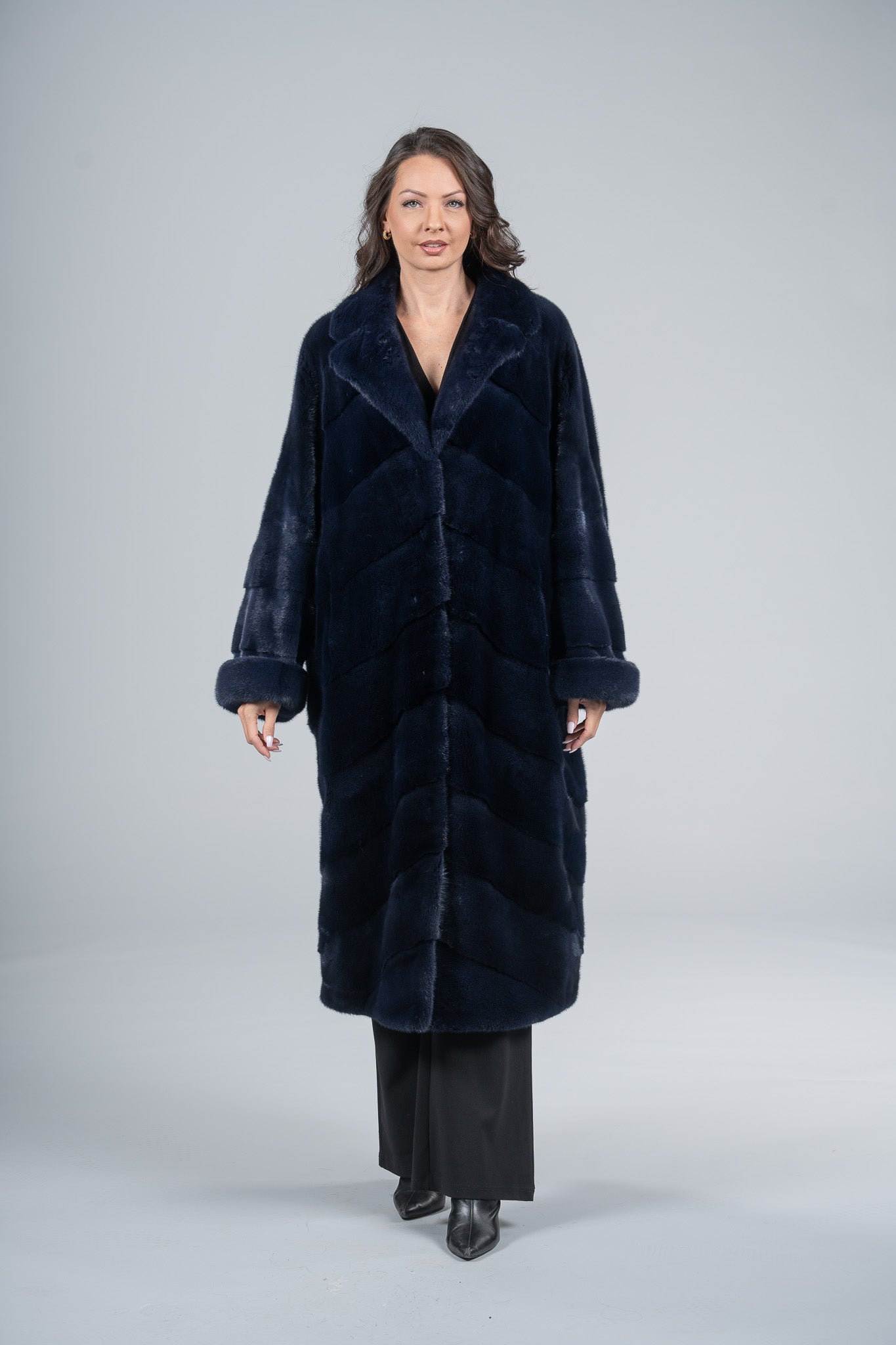 Purple Mink Coat with Notch Collar A/K13C848G034