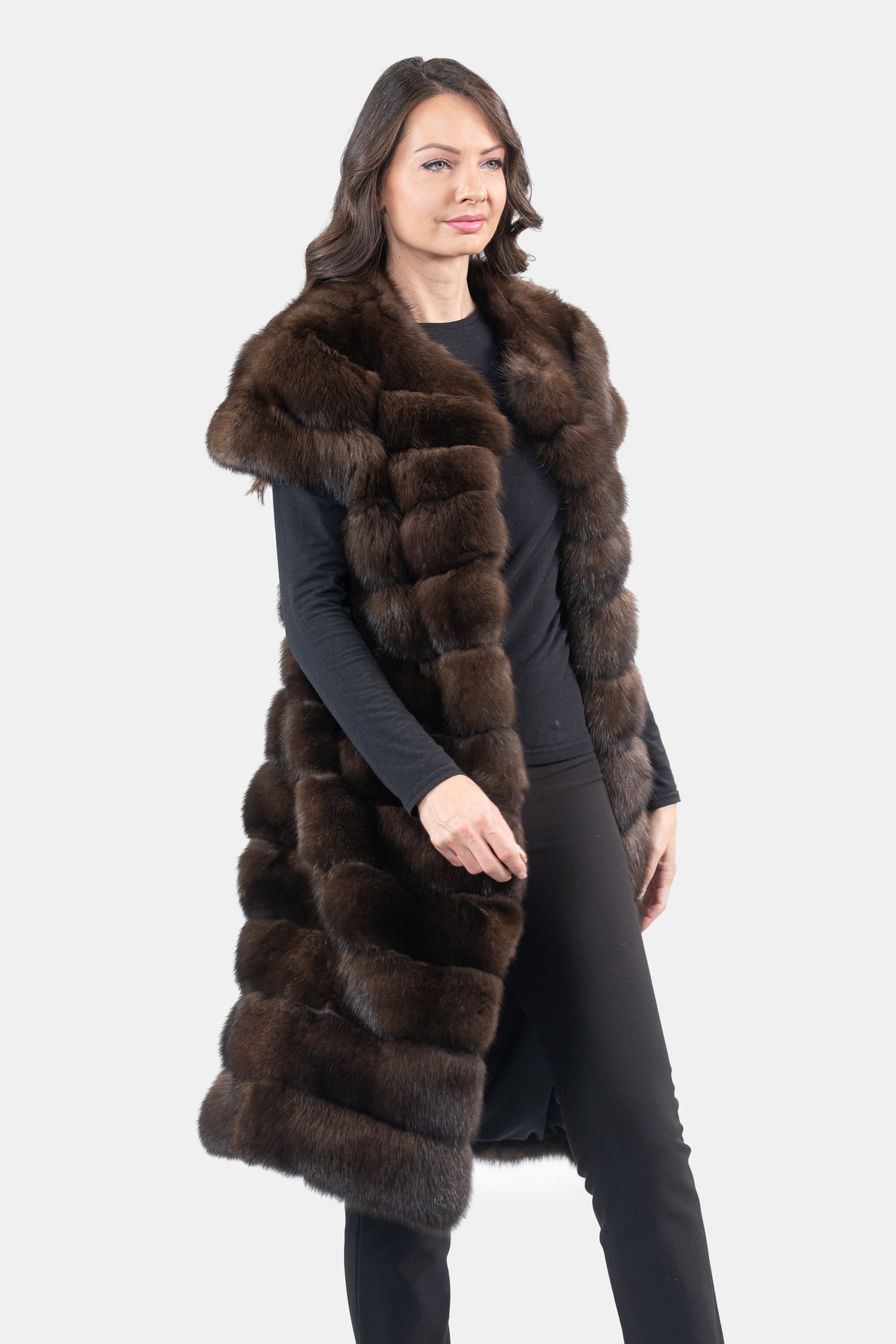 Collarless Dark Russian Sable Vest P/K13C525