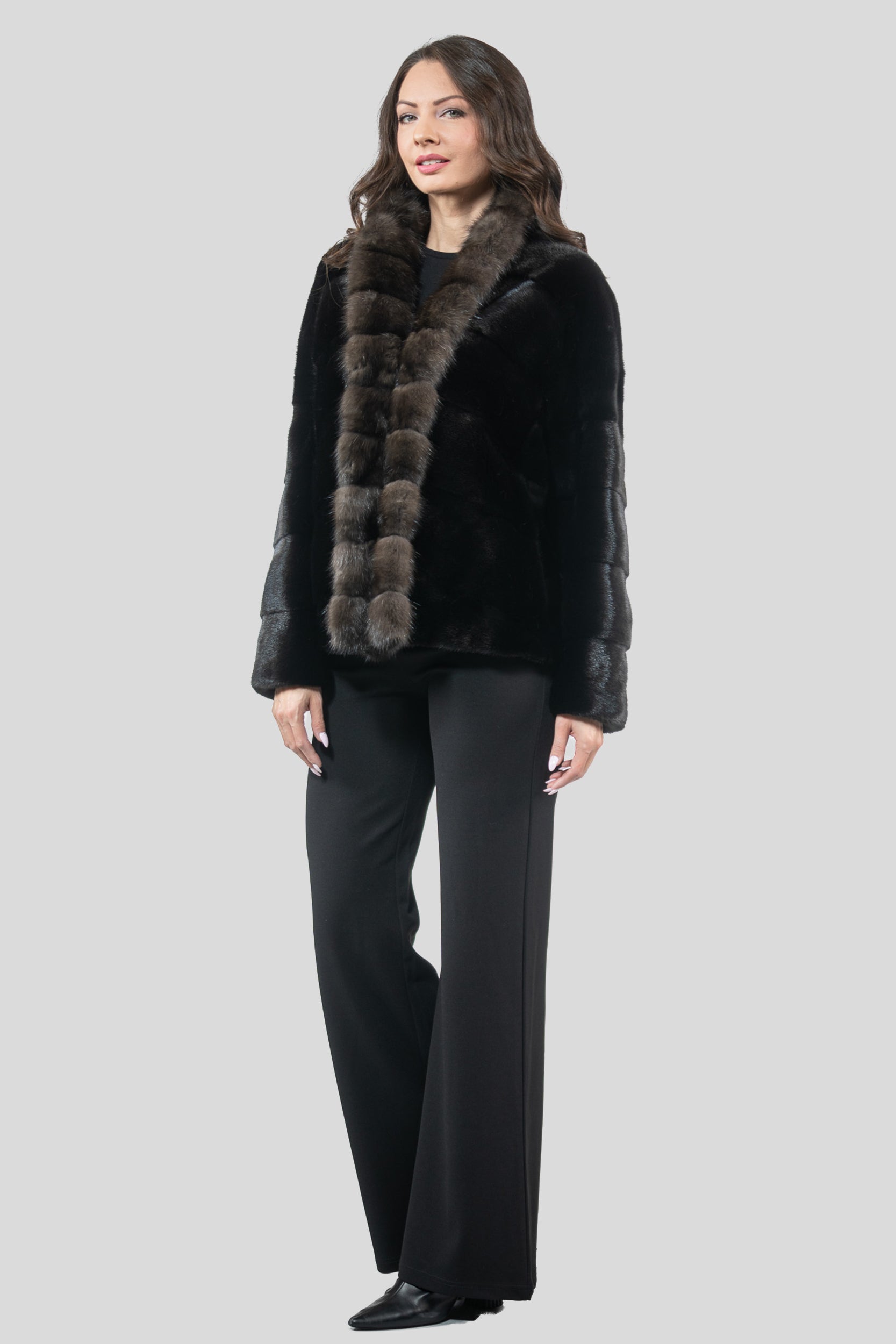 Blackglama Mink Jacket with Russian Sable Trim A/K22C15