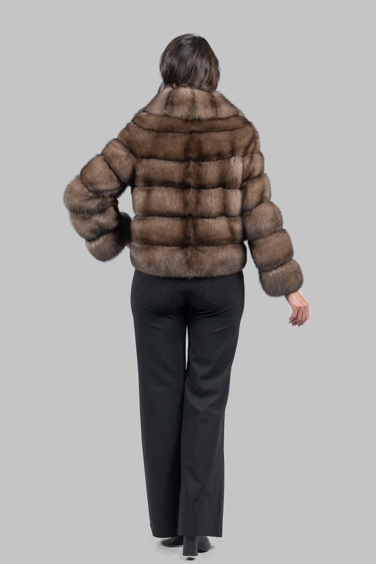 Graphite Russian Sable Jacket with Shawl Collar P/K13C528gC17