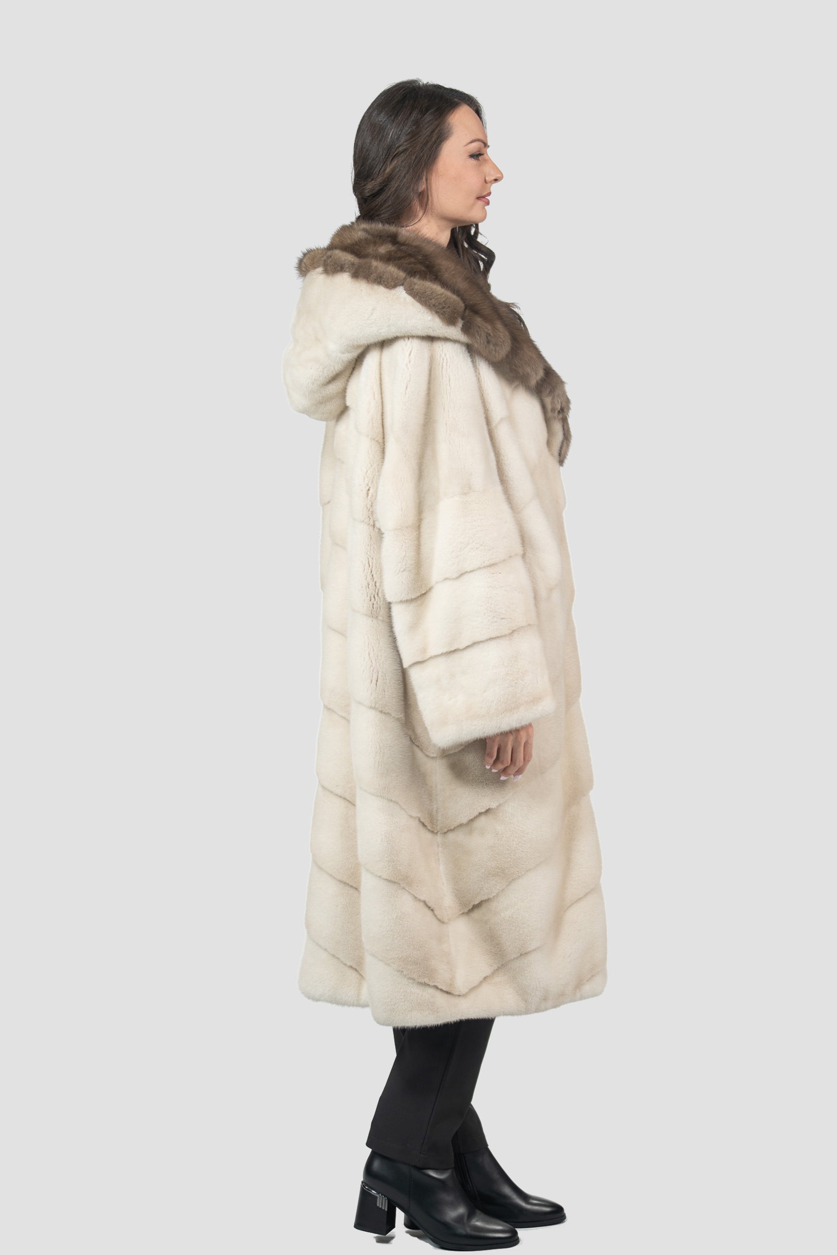 Pearl Mink Coat with Russian Sable Hood A/K13C850