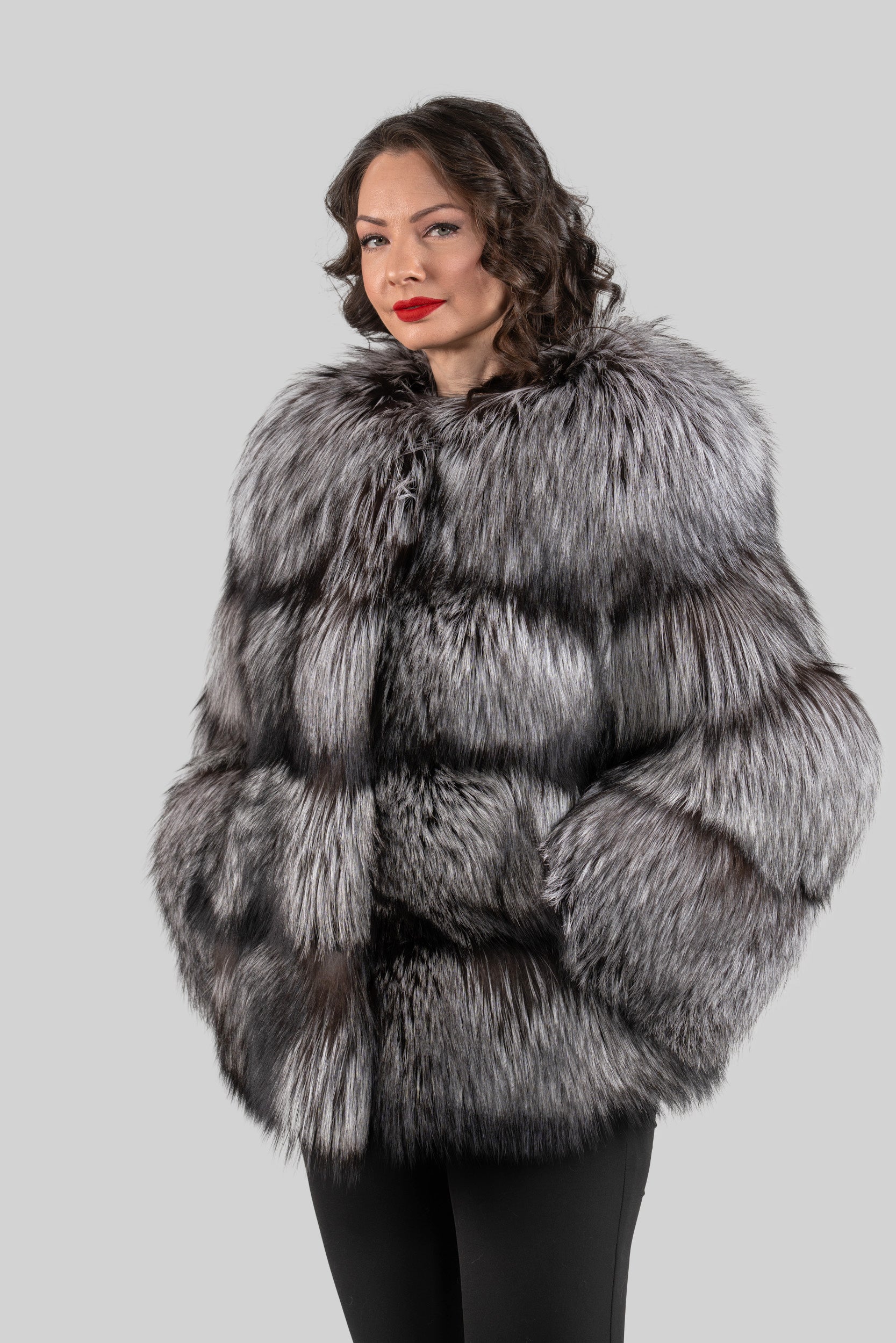 Silver Fox Collarless Jacket R/K13C520