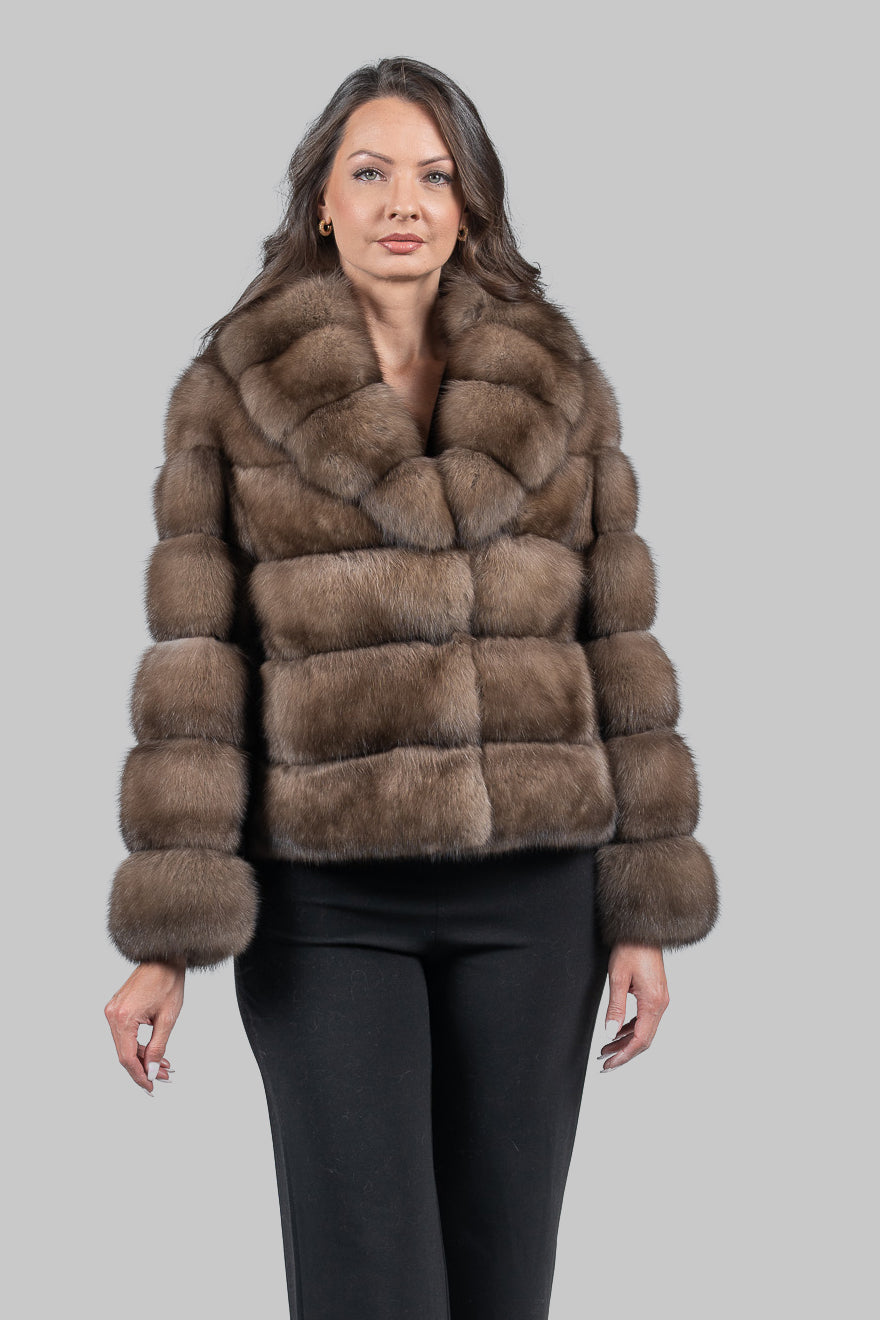 Graphite Russian Sable Jacket with Shawl Collar P/K13C528gC17