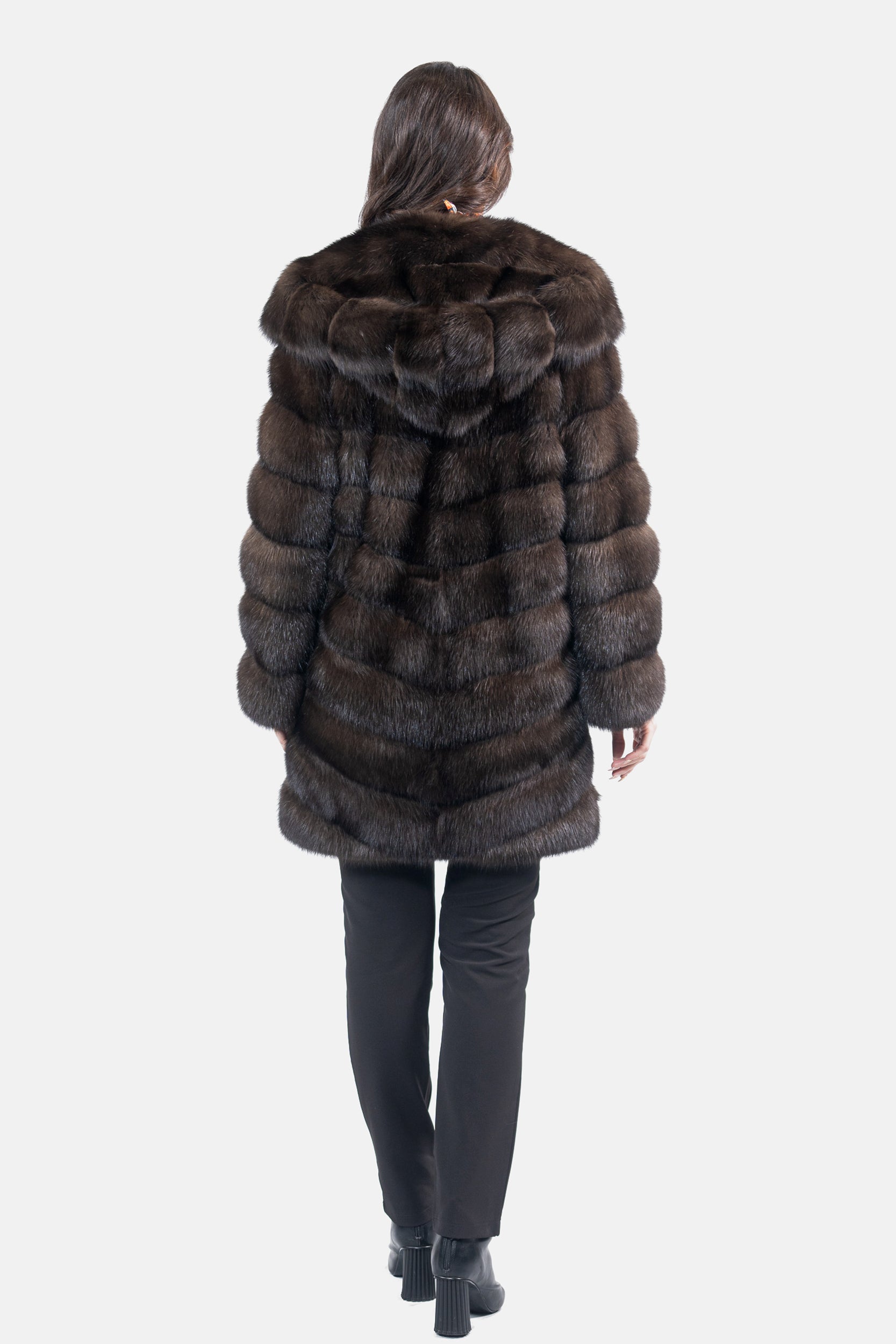 Dark Russian Sable Half Coat with Attached Hood V/K13C540o