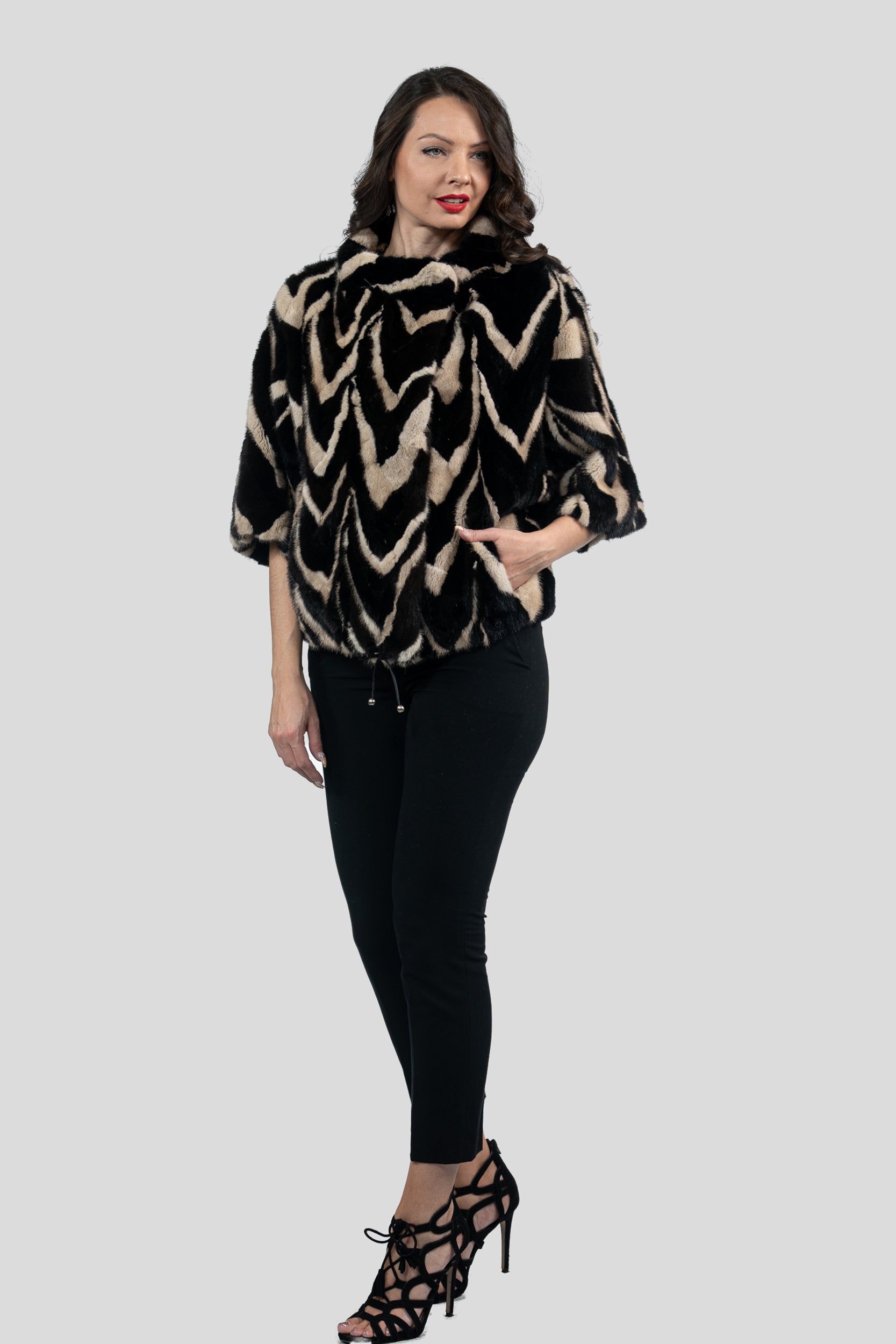 Multicolor Mink Pieced Jacket Color 13C139